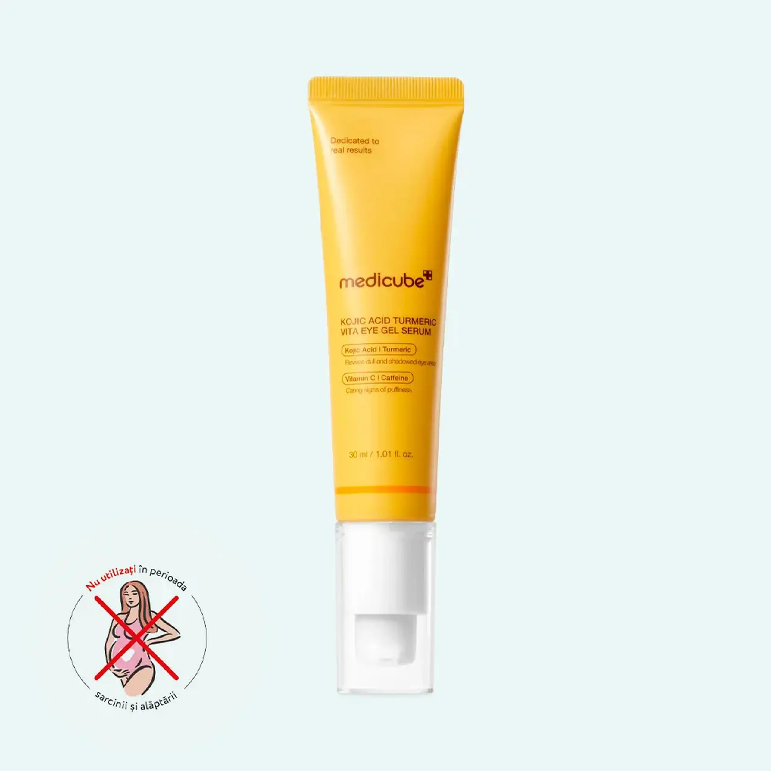 Ser-gel pentru zona din jurul ochilor cu efect de iluminare Medicube Kojic Acid Turmeric Vita Eye Gel Serum 30 ml