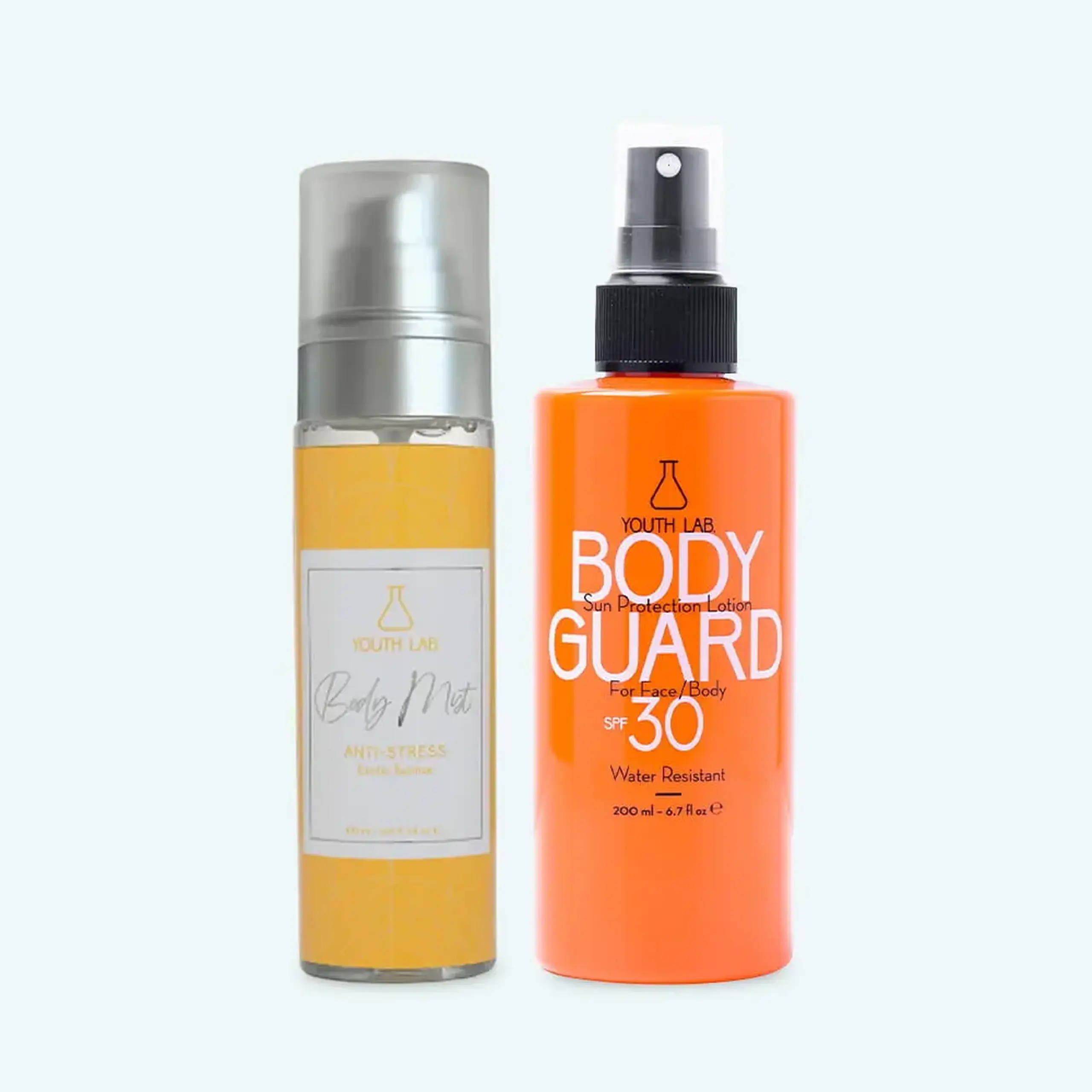 Set protecție solară YOUTH LAB Summer Set 2026 Value Set Yellow Pouch – Body Guard SPF30 &amp; Body Mist Exotic Sunrise