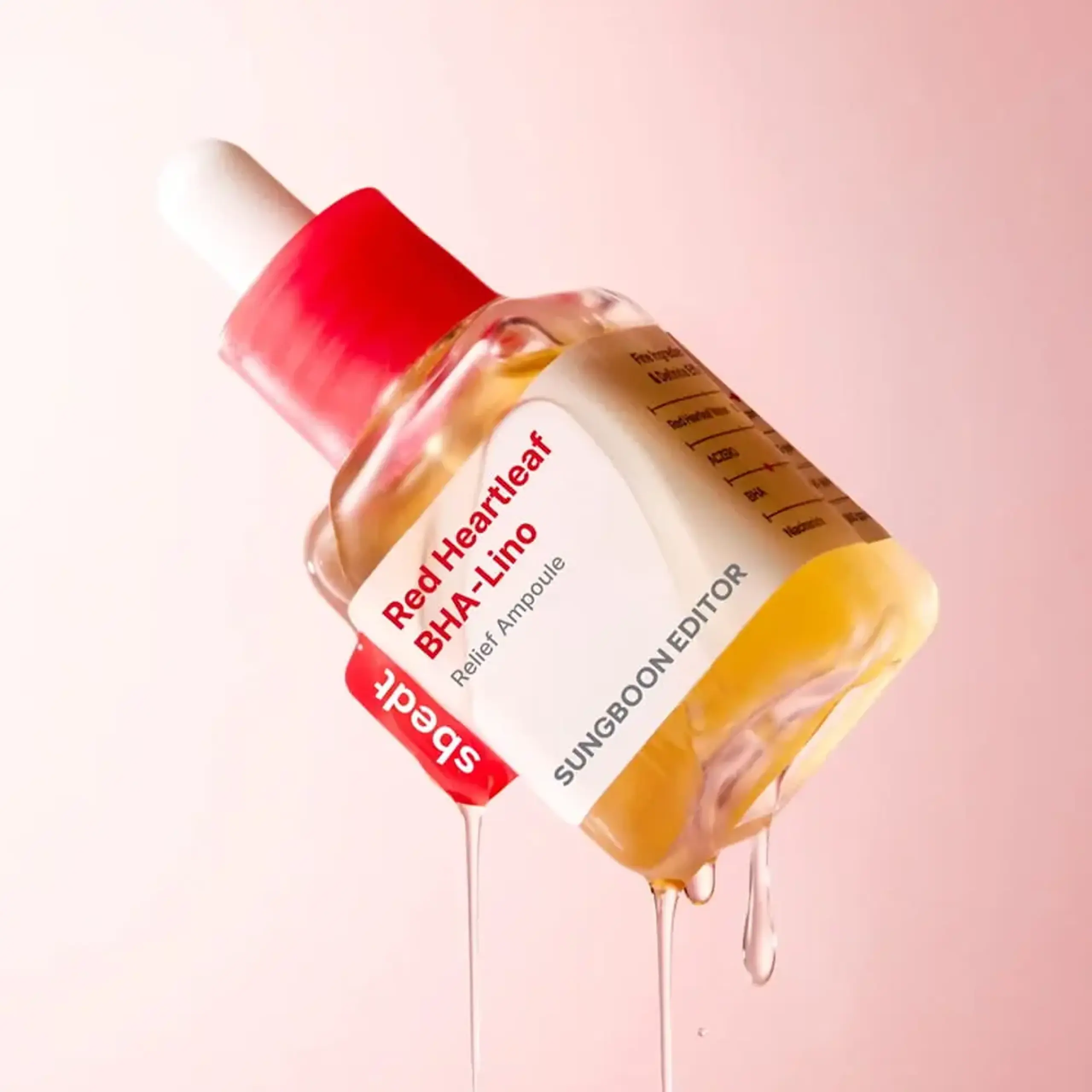 Fiola calmantă-iluminantă cu acizii BHA Sungboon Editor Red Heartleaf BHA-Lino Relief Ampoule 40 ml