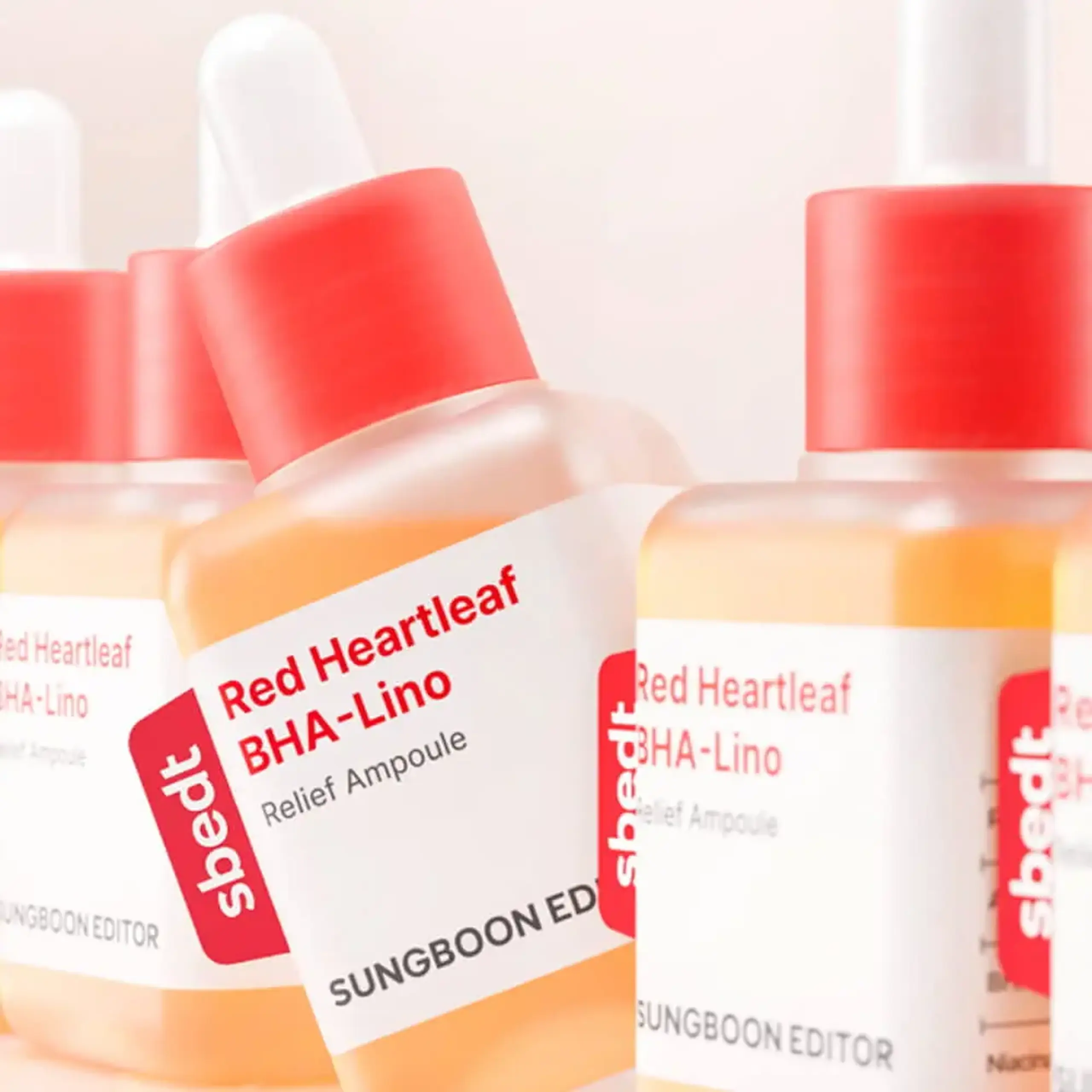Fiola calmantă-iluminantă cu acizii BHA Sungboon Editor Red Heartleaf BHA-Lino Relief Ampoule 40 ml