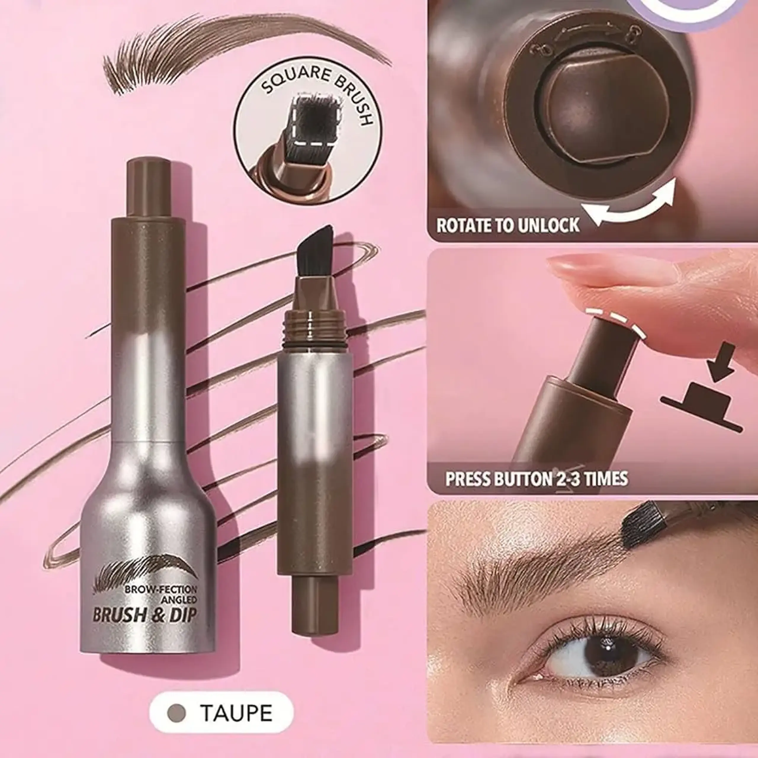 Rimel pentru sprâncene Sheglam Brow-Fection Angled Brush &amp; Dip Taupe