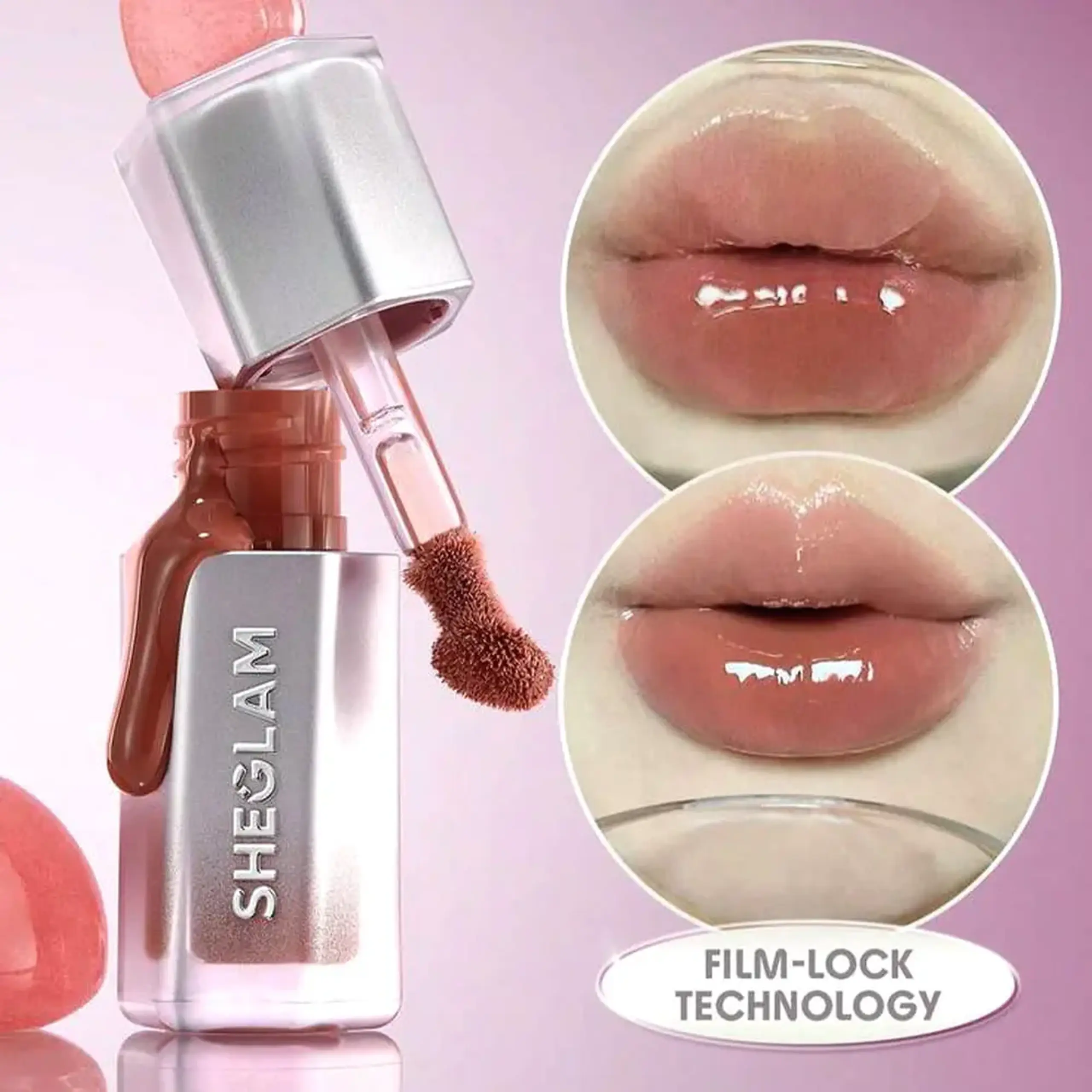 Luciu de buze cu efect de sticlă SHEGLAM Glass Lock Air Gloss – French Toast