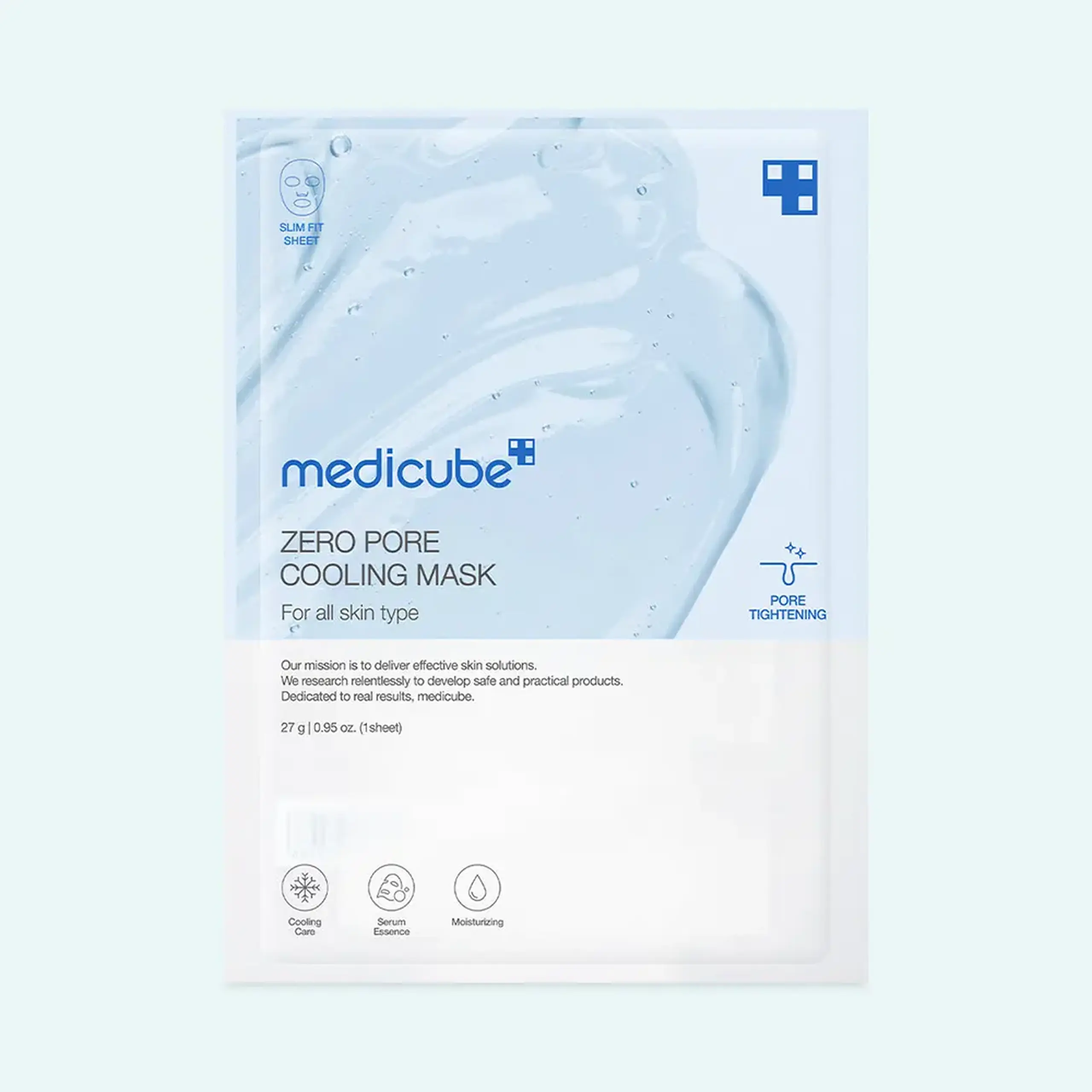 Mască din țesătură cu efect răcoritor pentru pori MEDICUBE Zero Pore Cooling Mask – 27 g