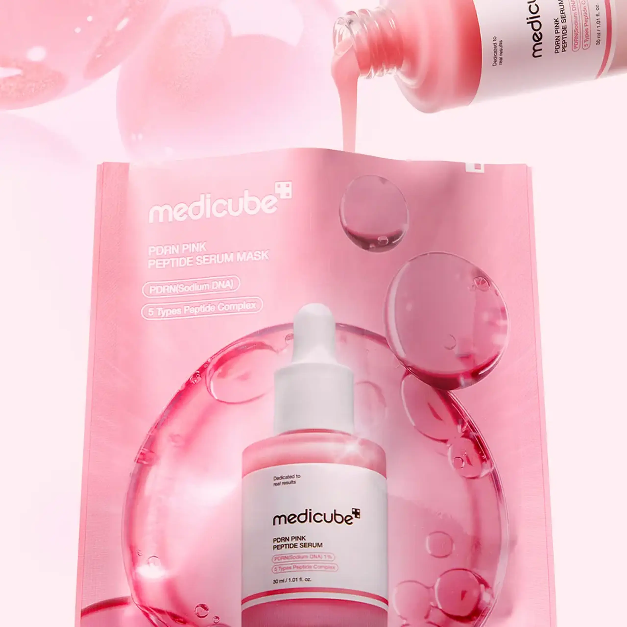 Mască țesătură cu PDRN și peptide MEDICUBE PDRN Pink Peptide Serum Mask 22 g