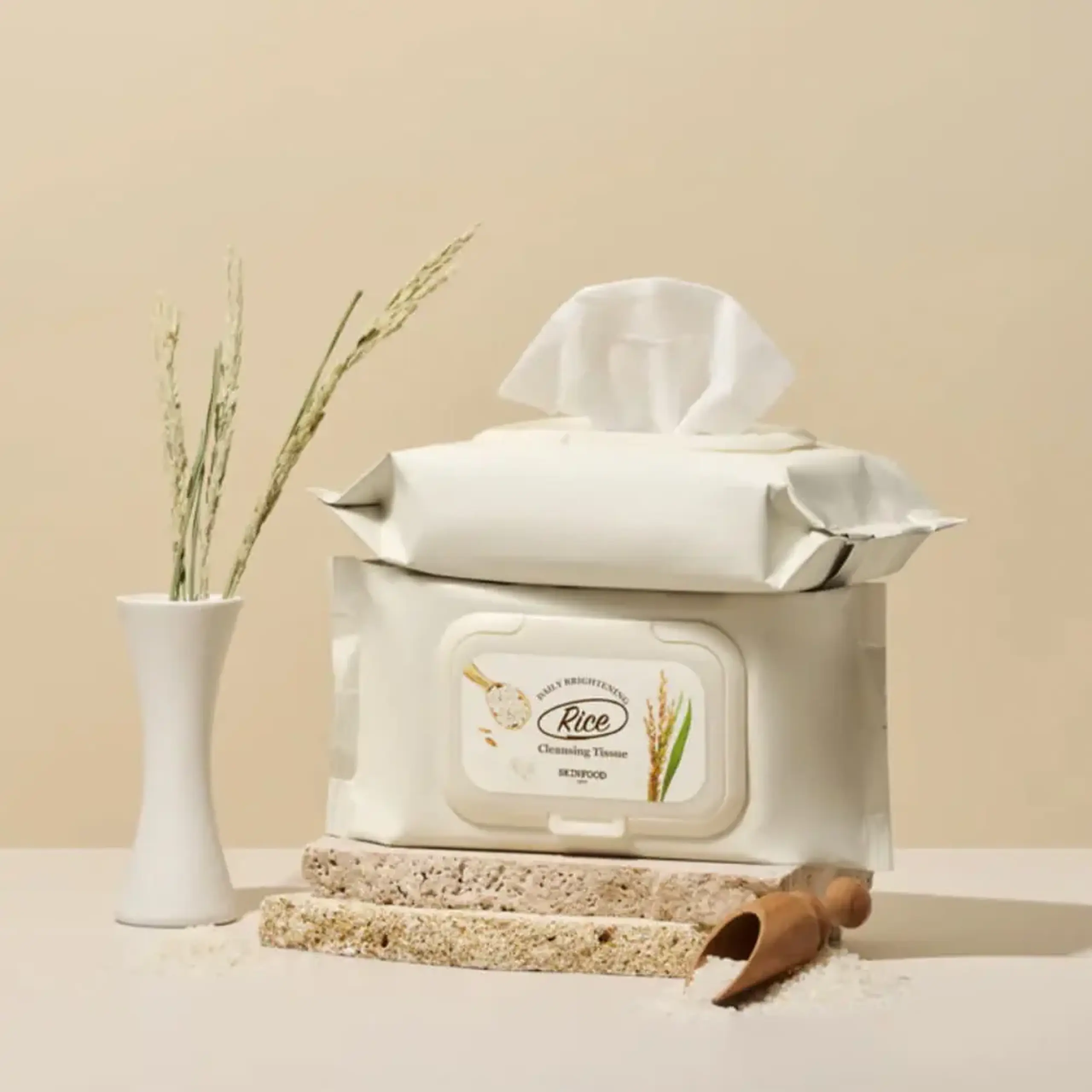 Șervețele demachiante SKINFOOD Daily Brightening Rice Cleansing Tissue 80pcs