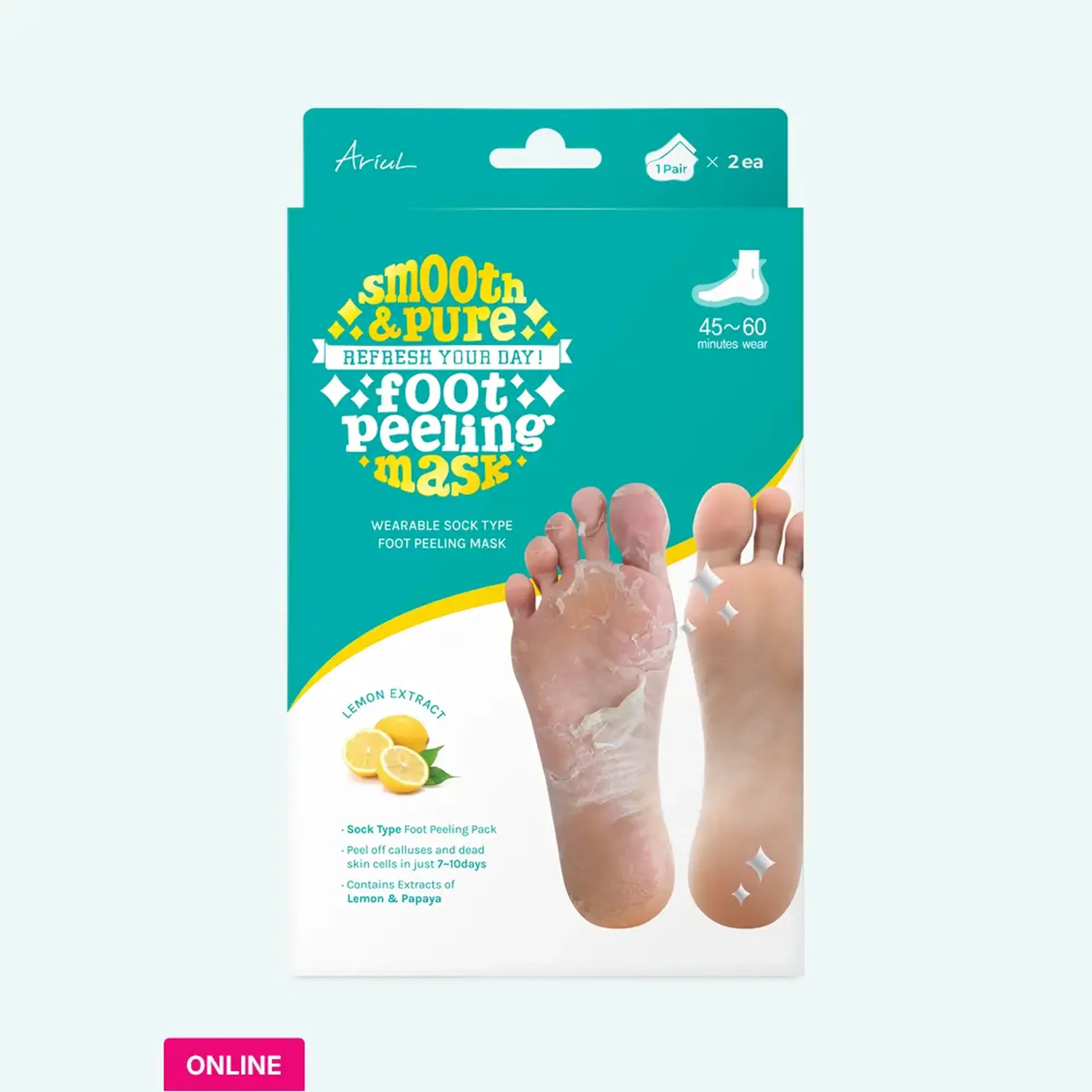 Masca pentru călcâie tip șosetă Ariul Smooth &amp; Pure Foot Peeling Mask (2 Pairs)