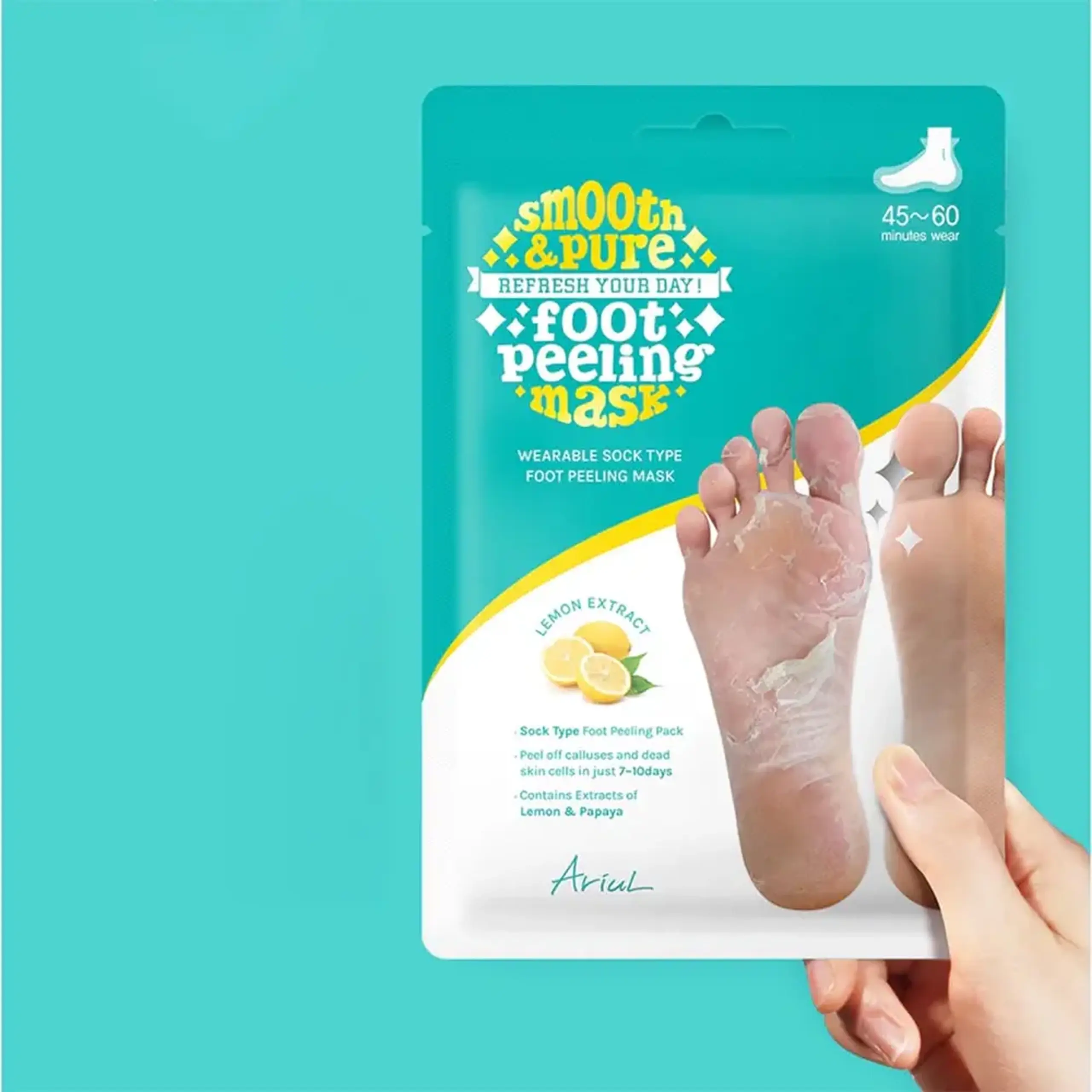 Masca pentru călcâie tip șosetă Ariul Smooth &amp; Pure Foot Peeling Mask (2 Pairs)