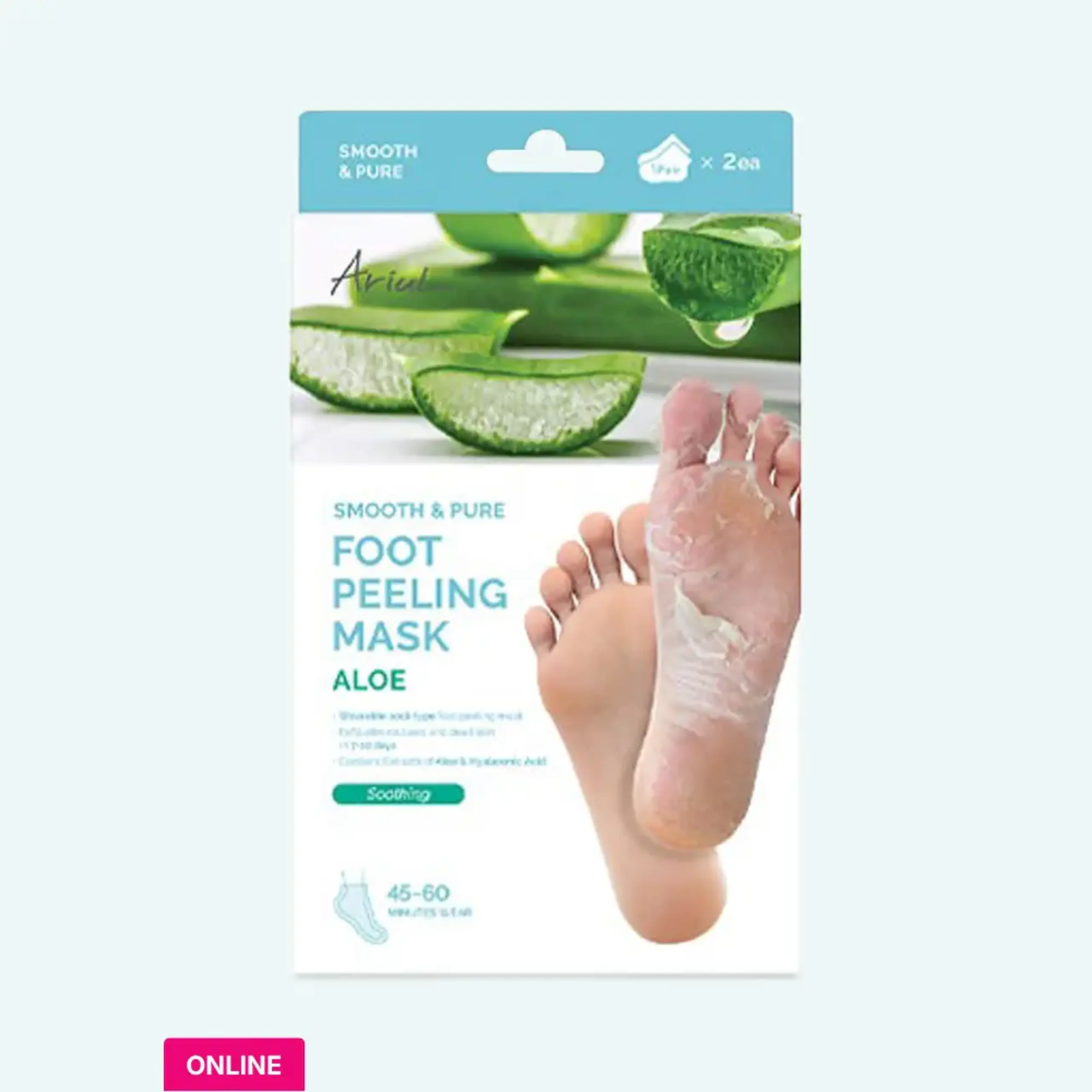 Mască exfoliantă calmantă pentru picioare și călcâie Ariul Smooth &amp; Pure Foot Peeling Mask Soothing 2pairs