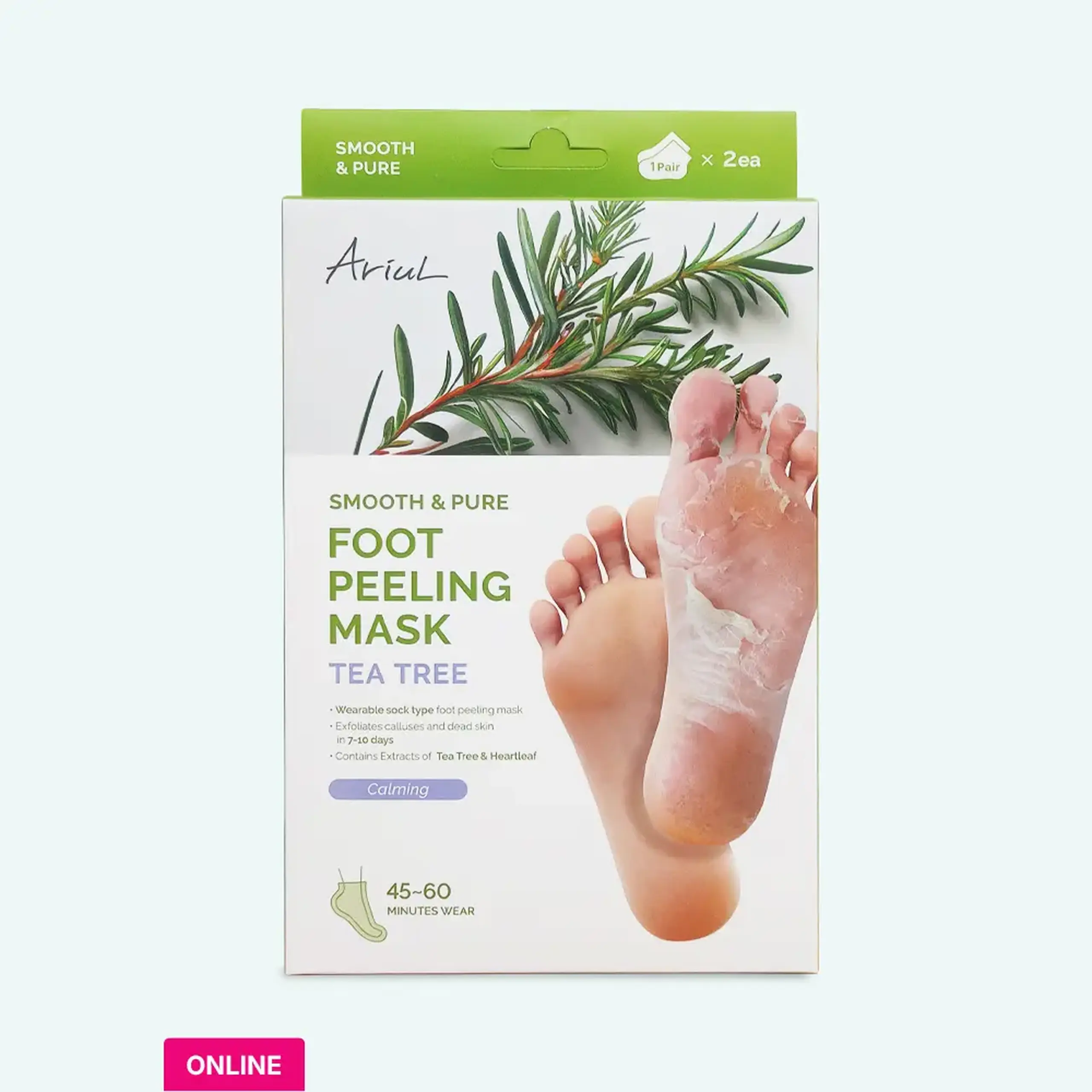 Mască exfoliantă delicată pentru călcâie Ariul Smooth &amp; Pure Foot Peeling Mask Calming 2pairs