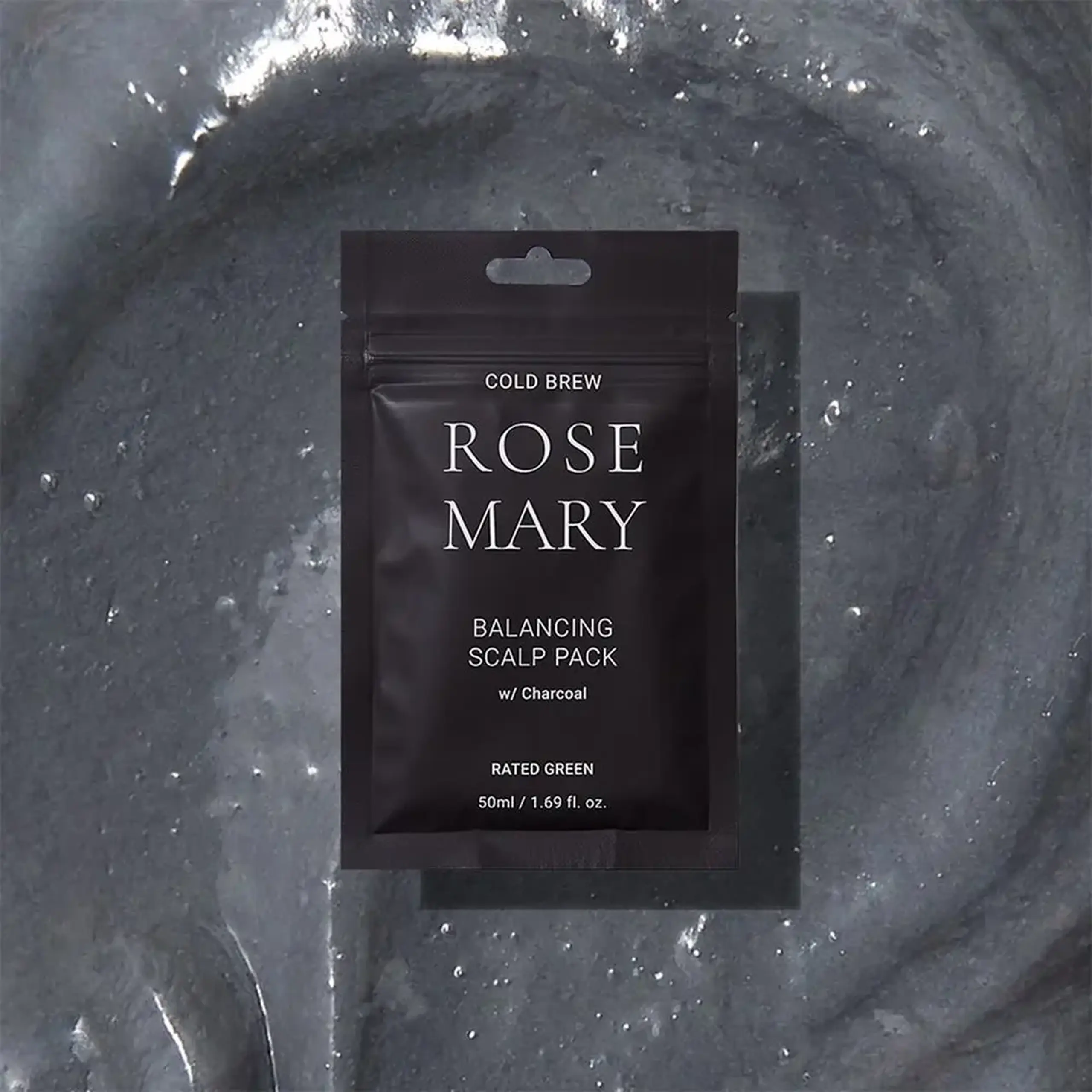 Mască cu cărbune și Rozmarin pentru scalp gras de folosință unică Rated Green Cold Brew Rosemary Balancing Scalp Pack w/Charcoal 50ml