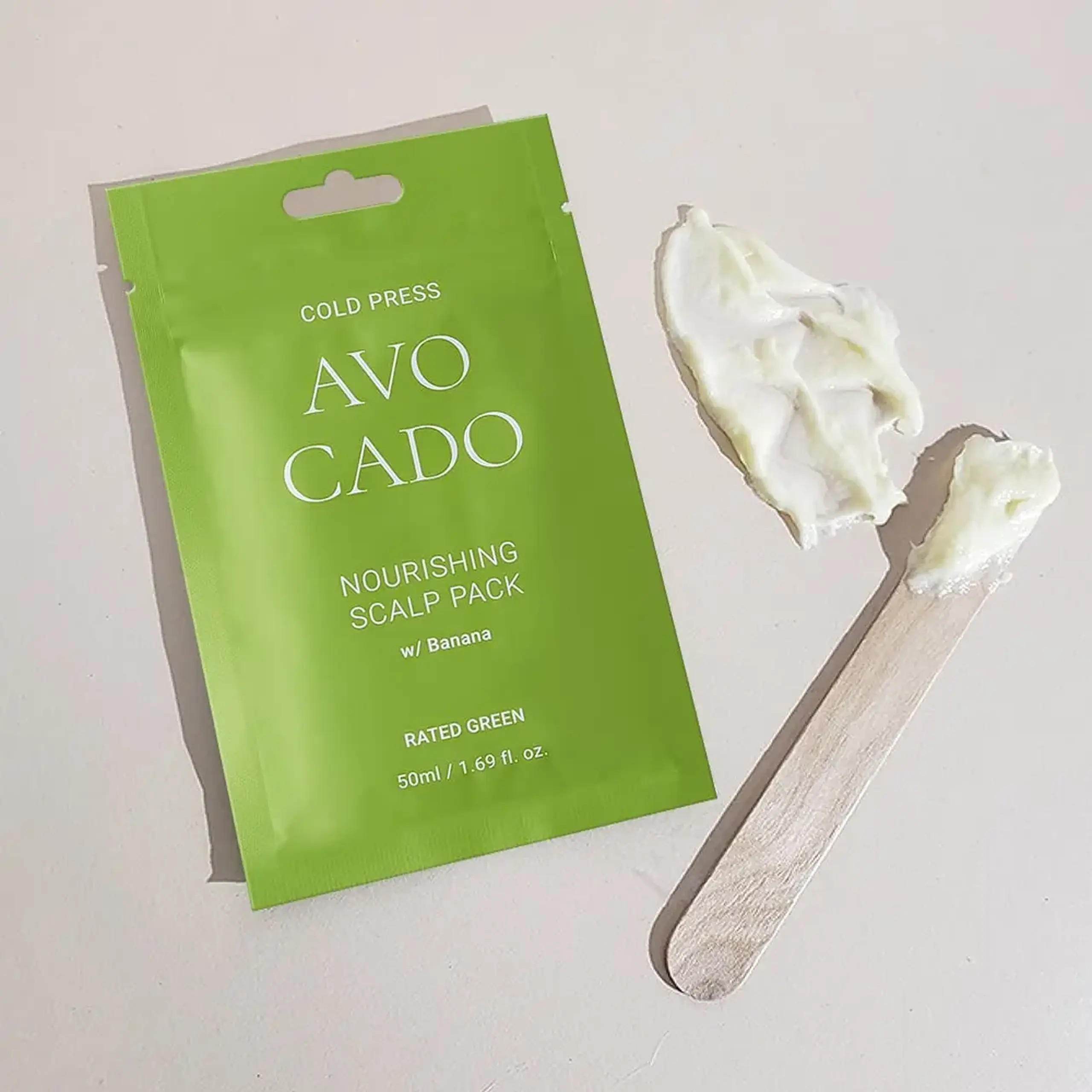 Mască hrănitoare pentru scalp pentru folosință unică Rated Green Cold Press Avocado Nourishing Scalp Pack w/Banana 50 ml