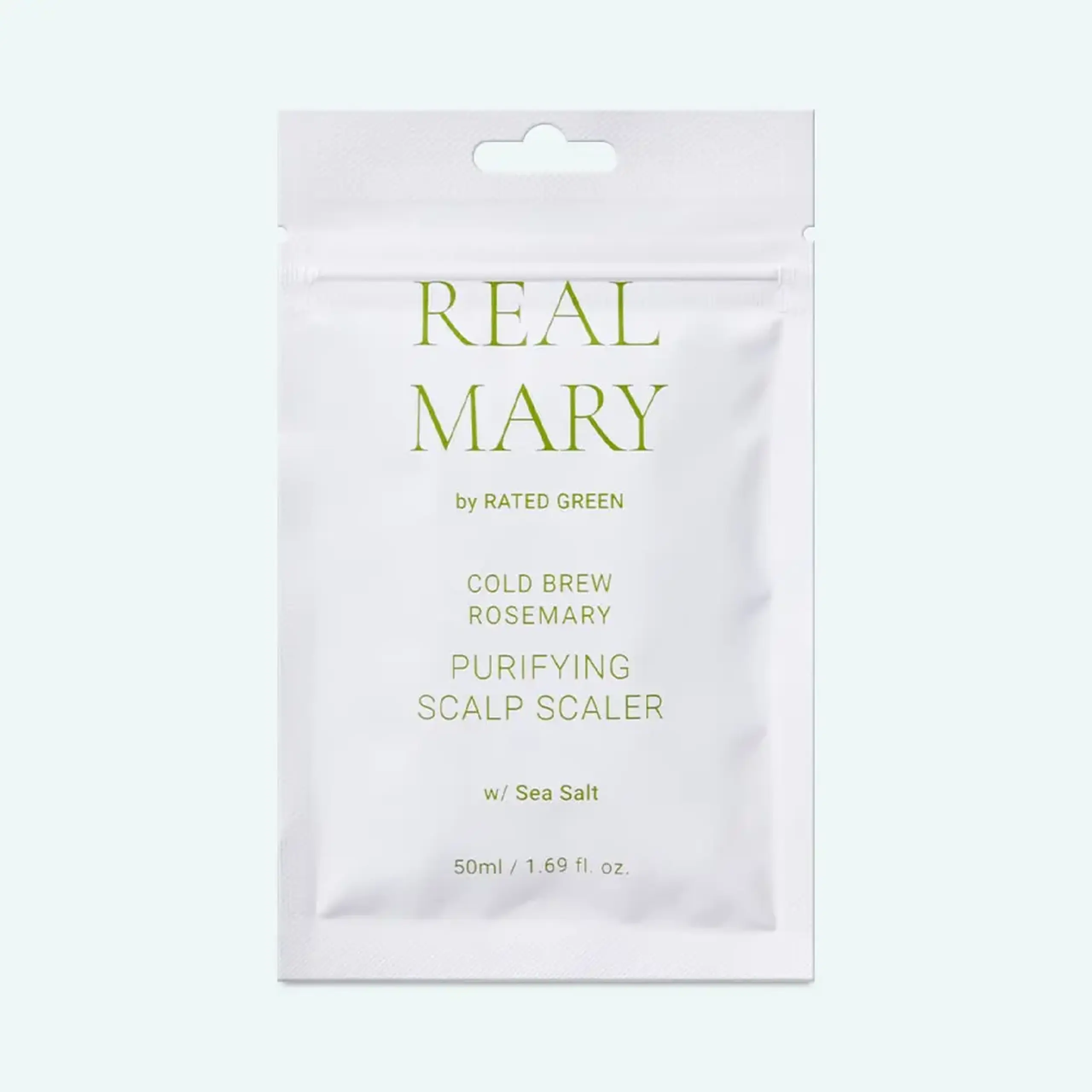 Mască pentru curățirea scalpului cu Rozmarin Rated Green Cold Brew Rosemary Purifying Scalp Scaler Sea salt 50ml