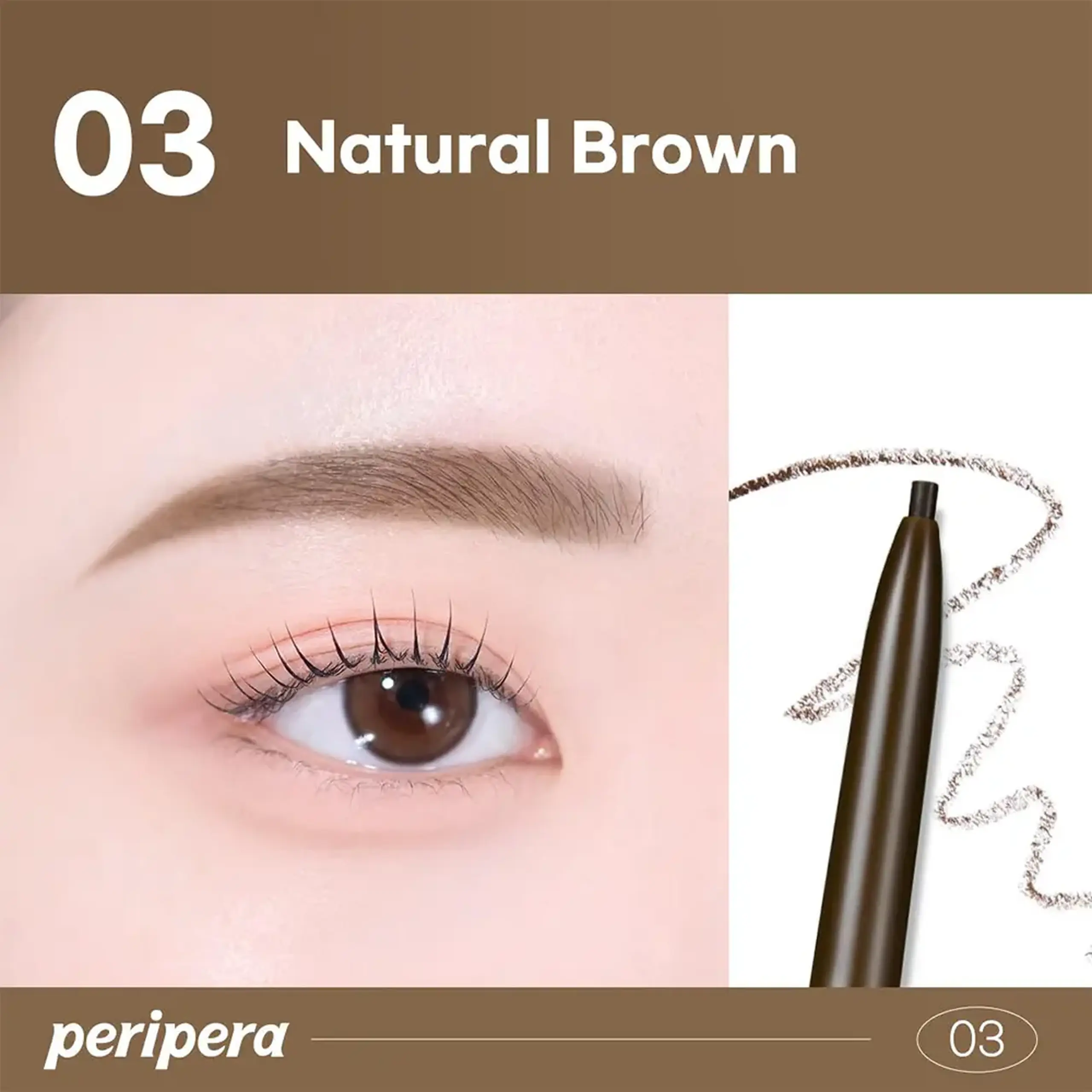 Creion mecanic ultra-subțire pentru sprâncene Peripera Speedy Skinny Brow 03 Natural Brown