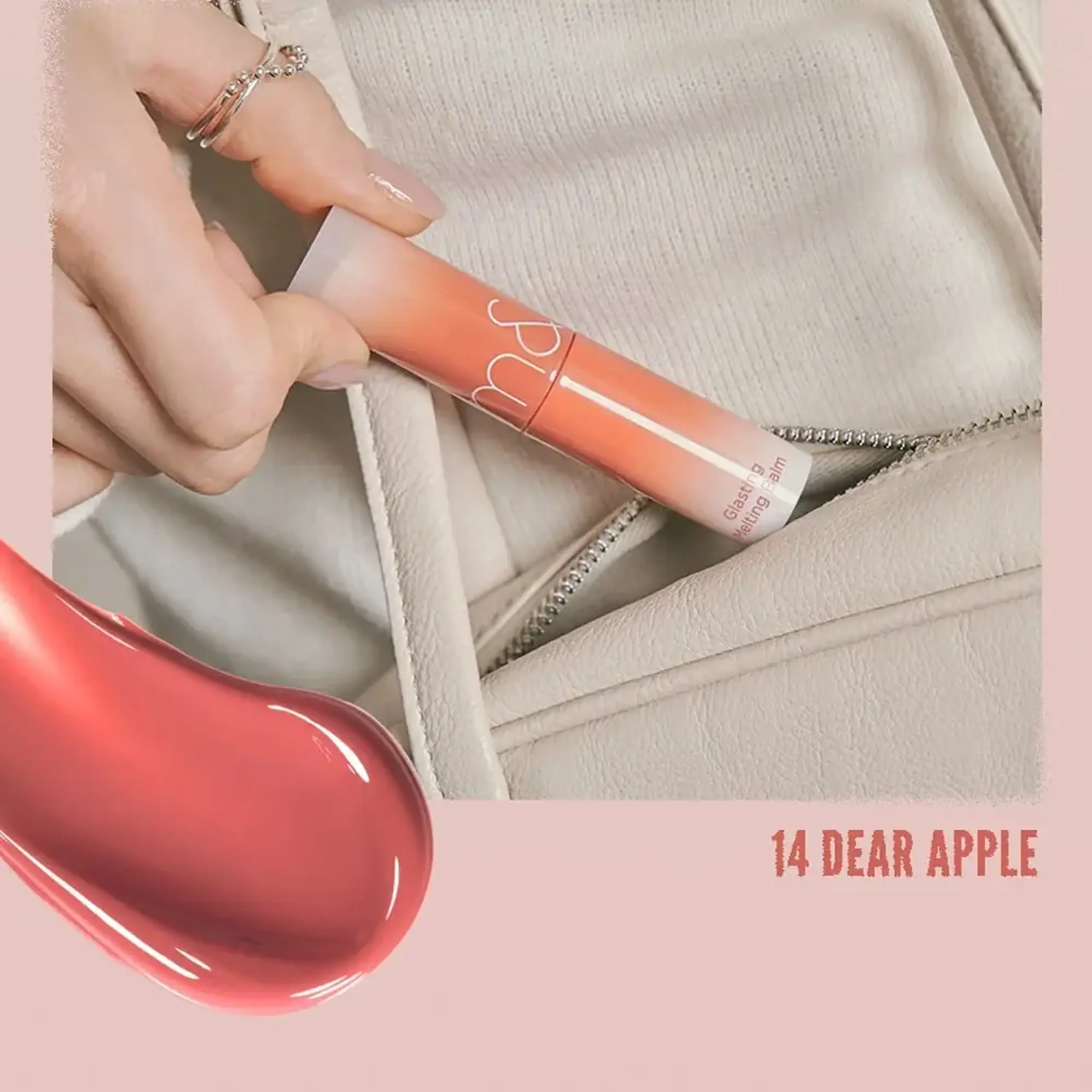 Ruj cu textură Balsam ROM&amp;ND Glasting Melting Balm 14 Dear Apple #8413