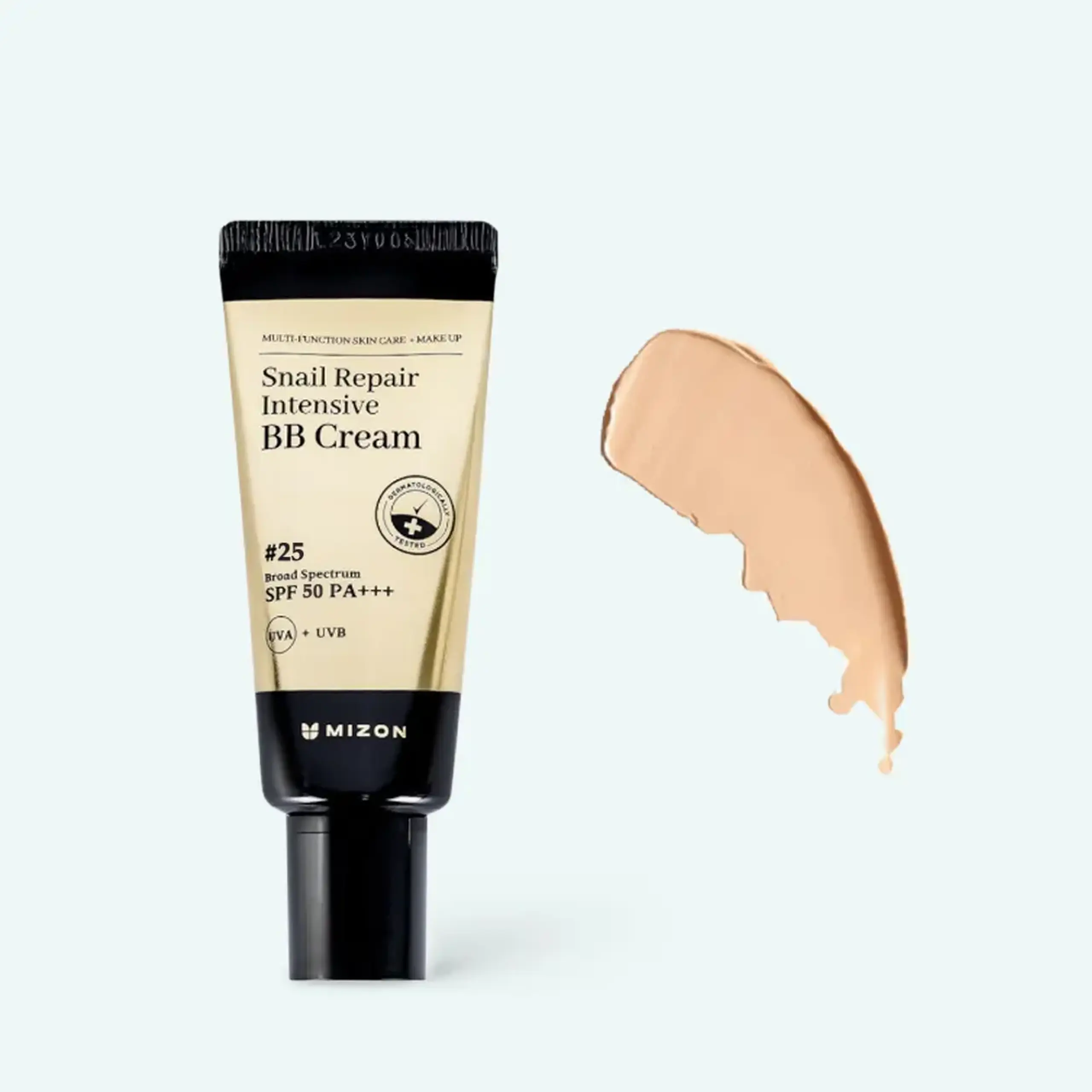 BB crem cu efect de regenerare, hidratare şi luminozitate MIZON Snail Repair Intensive BB Cream 25 SPF50+ PA+++ 20 ml
