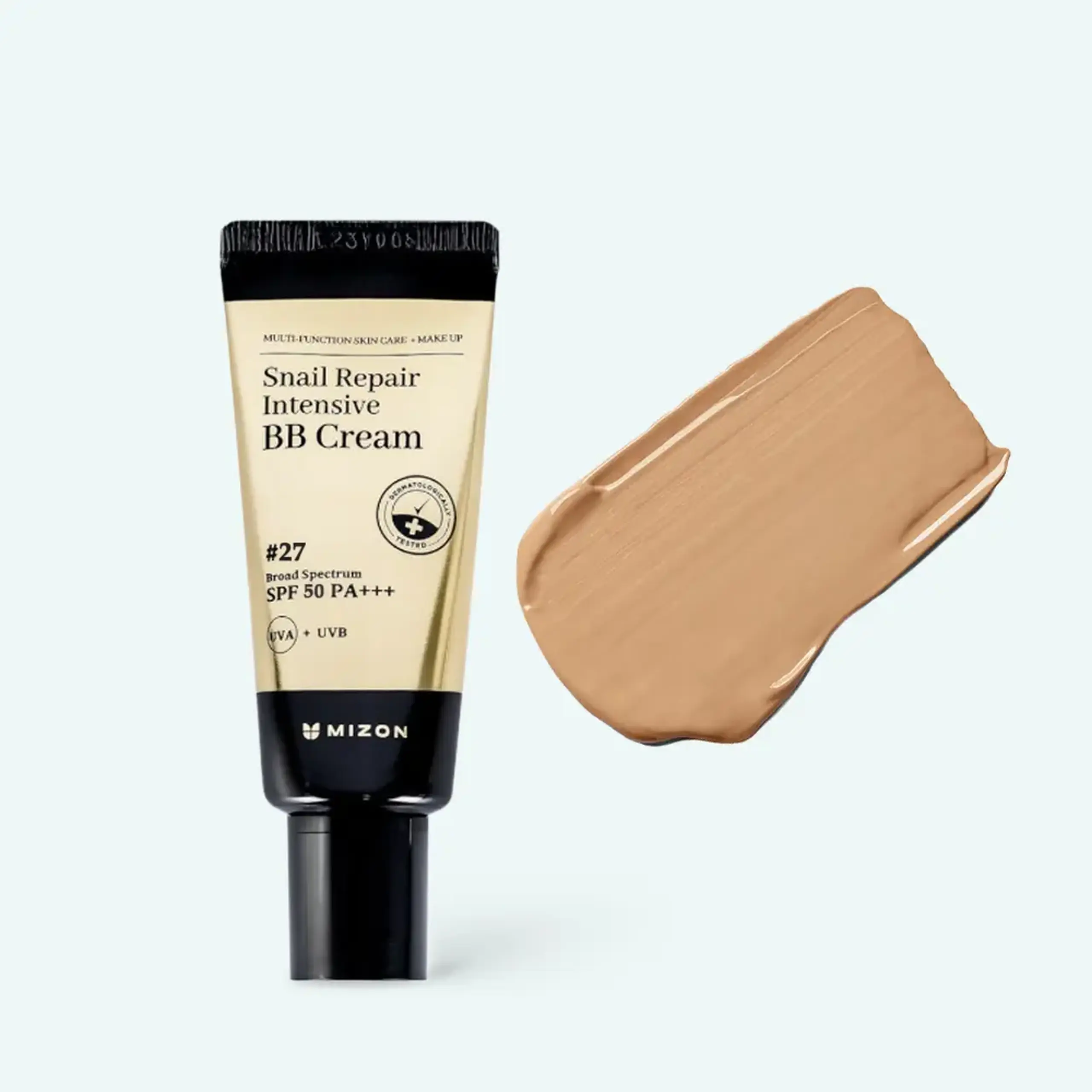 BB crem cu efect de regenerare, hidratare şi luminozitate MIZON Snail Repair Intensive BB Cream 27 SPF50+ PA+++ 20 ml
