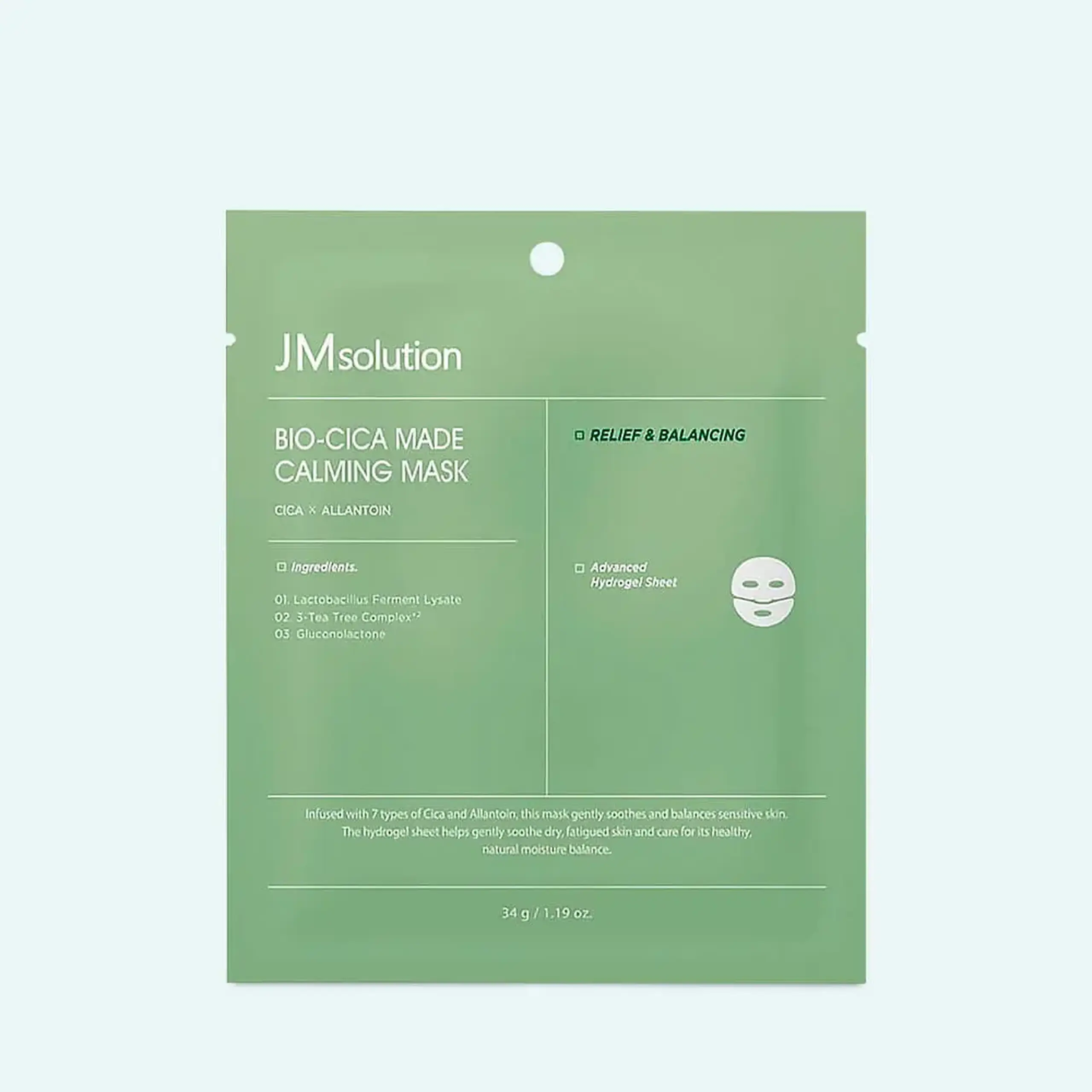 Mască hidrogel calmantă JMSOLUTION Bio-Cica Made Calming Mask 34 g