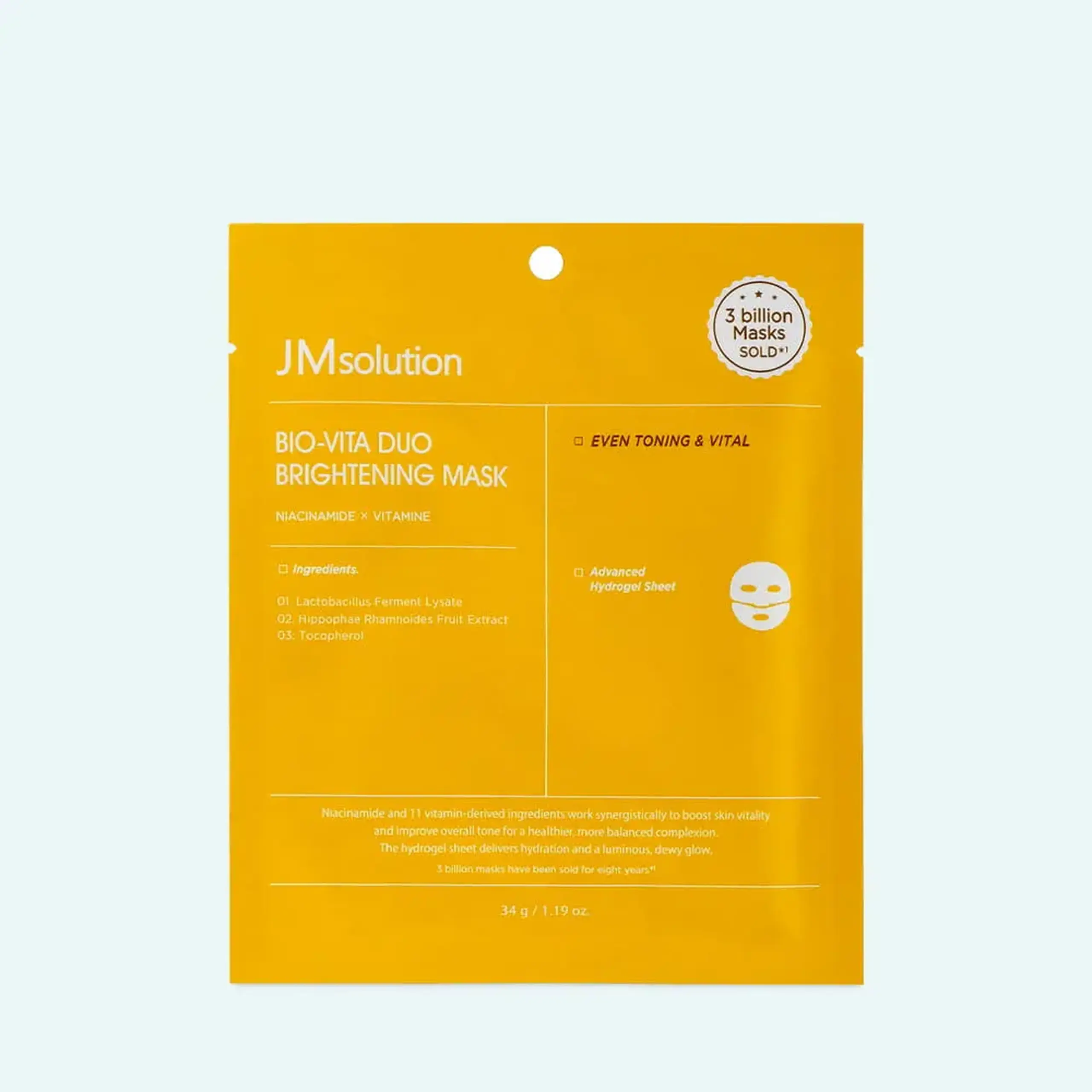 Mască hidrogel pentru luminozitate JMSOLUTION Bio-Vita Duo Whitening Mask, 34 g