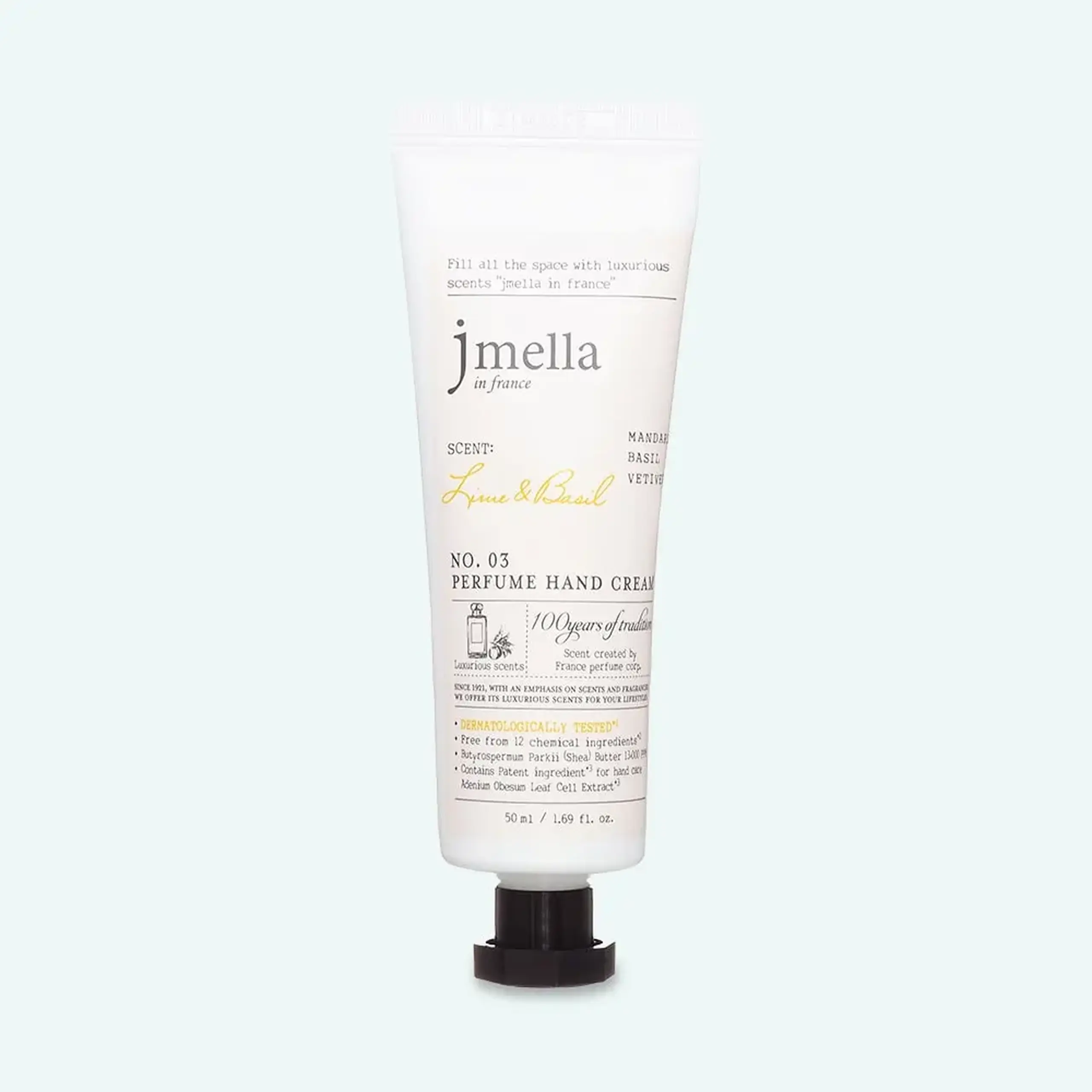 Cremă de mâini intens hidratantă Jmella In France Lime &amp; Basil Perfume Hand Cream 50ml