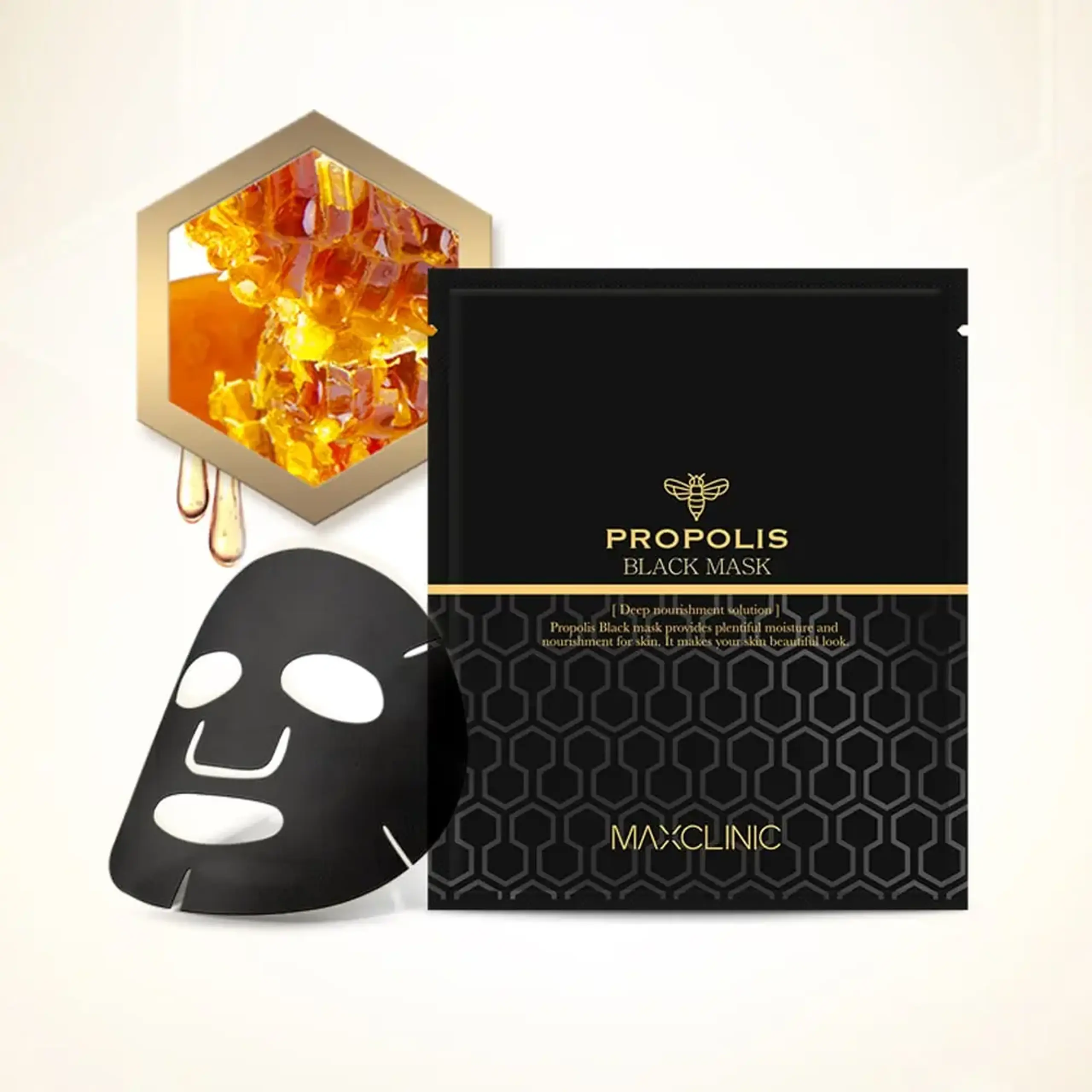 Mască revitalizantă din ţesătură cu propolis Maxclinic Propolis Black Mask