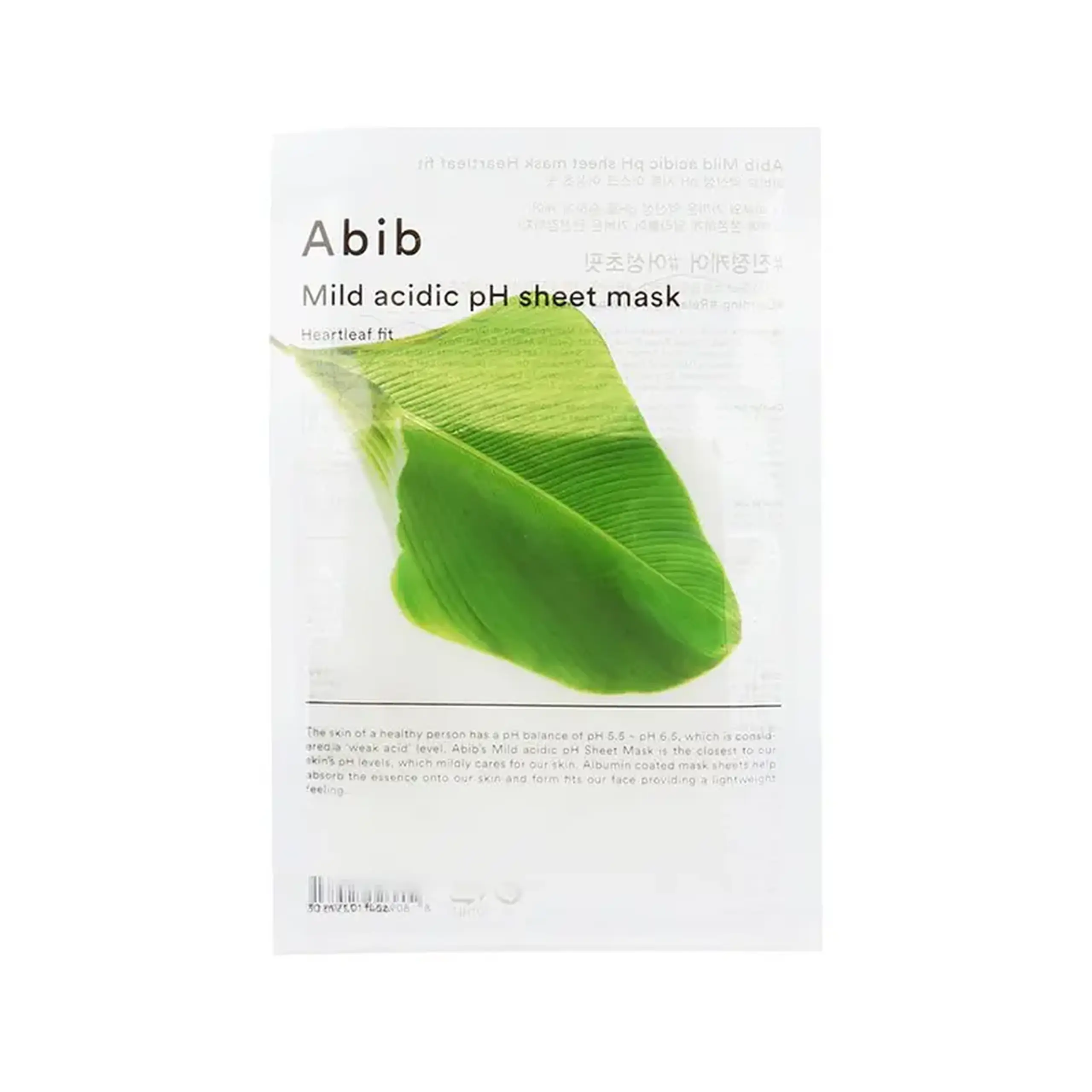 Mască pentru pielea sensibilă Abib Mild Acidic pH Sheet Mask Heartleaf Fit