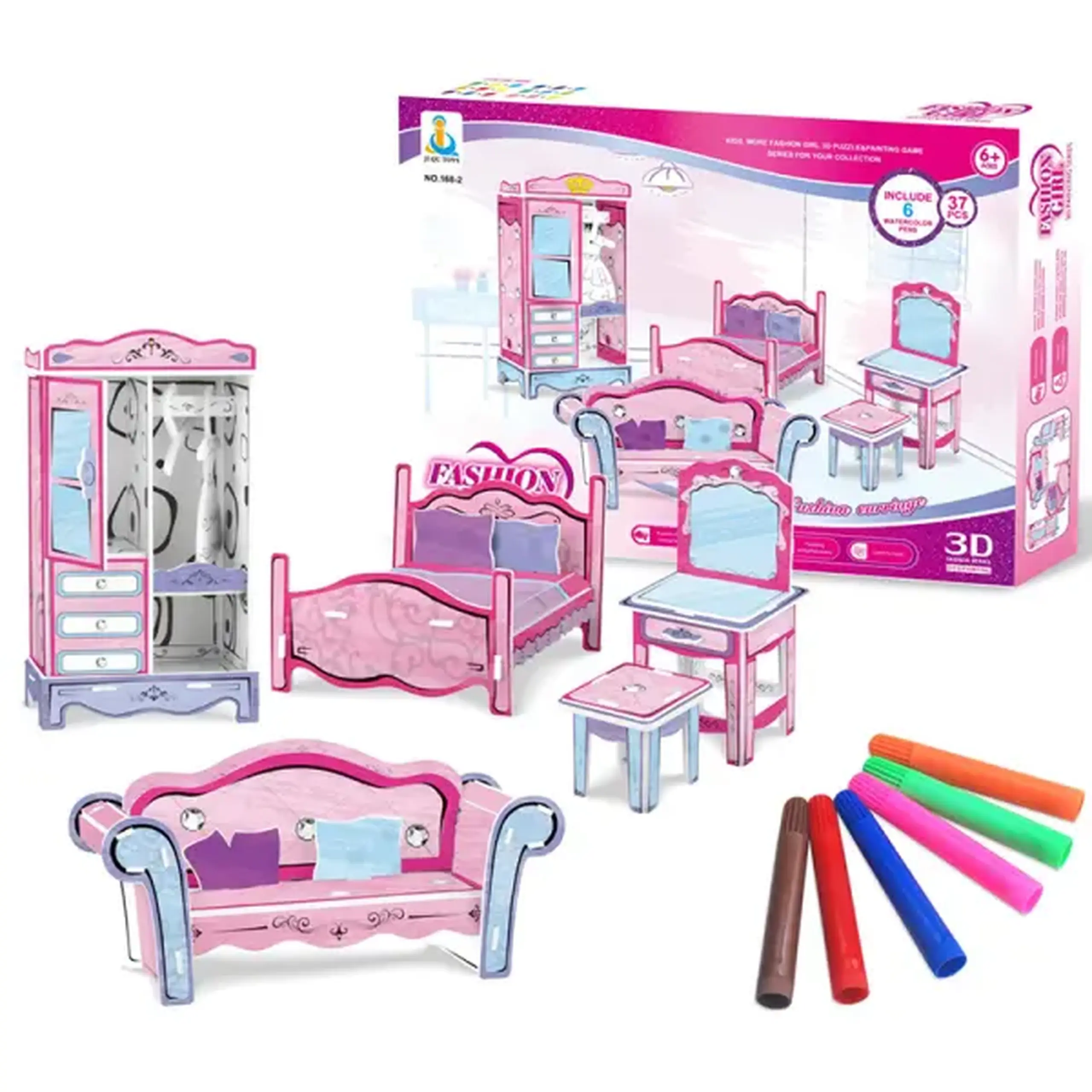 Set puzzle 3D de colorat (cu 6 carioci) 42 735
