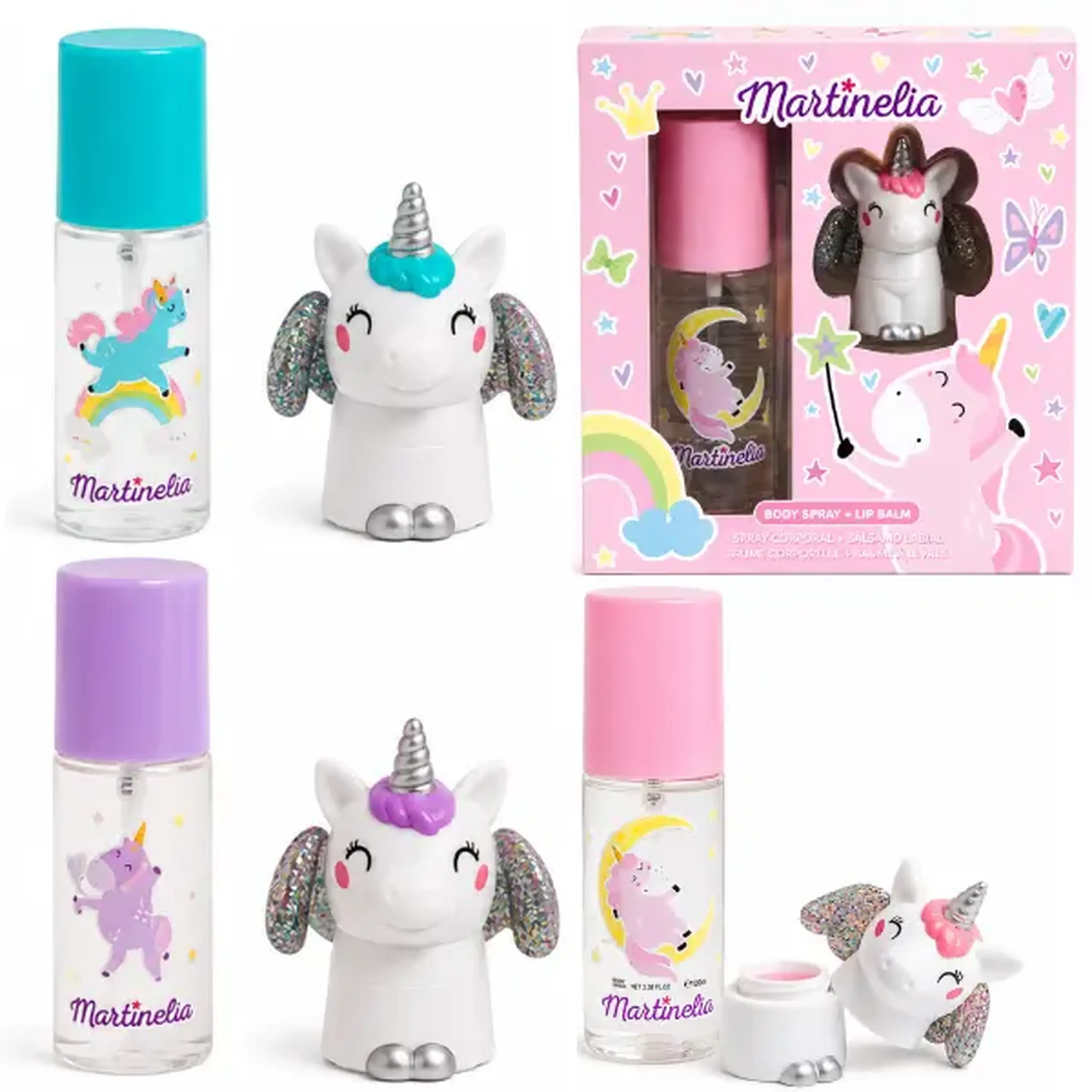 Martinelia Set „Vise dulci”: spray pentru corp 100 ml. și balsam de buze, 3 modele