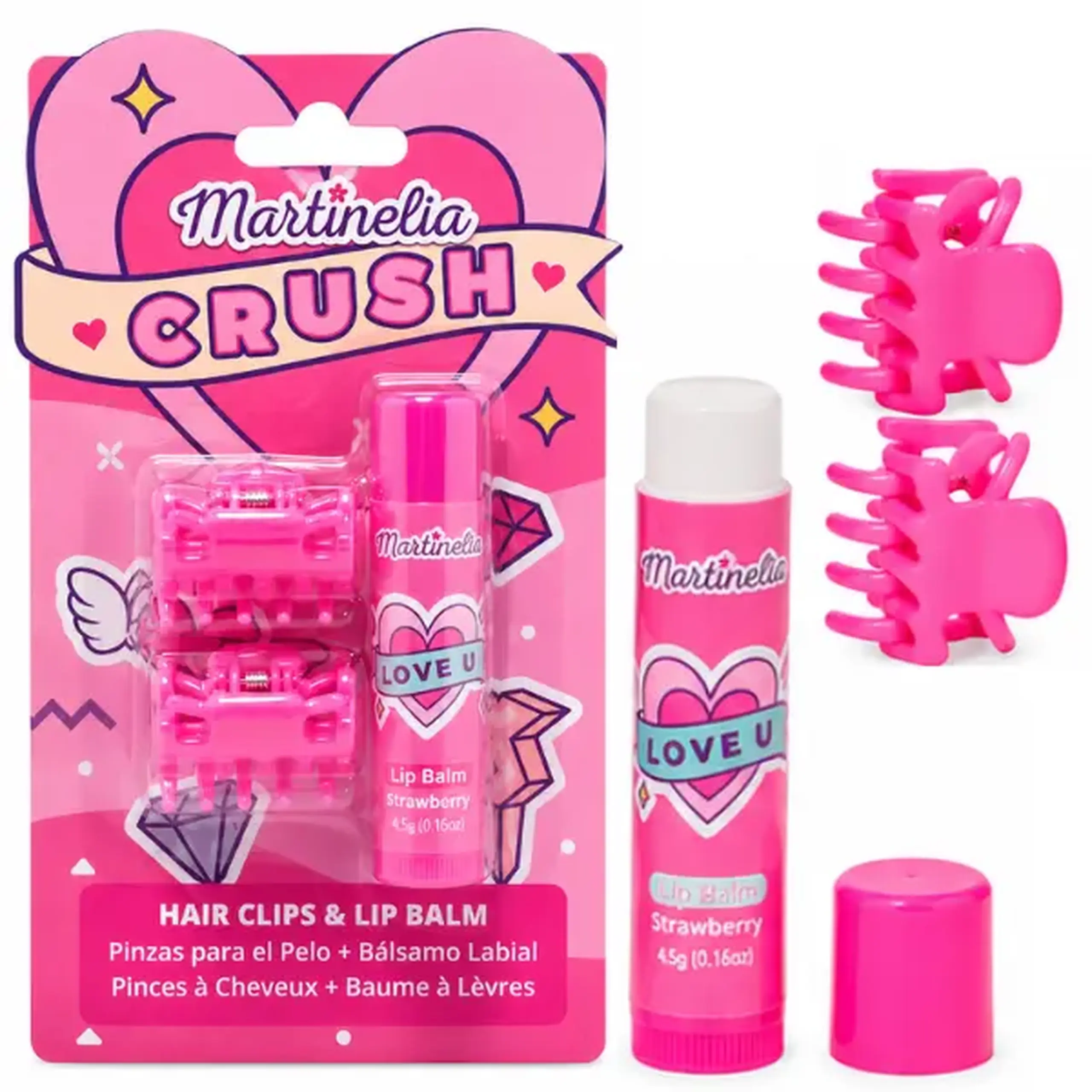 Martinelia set „Agrafe pentru păr și balsam de buze”, 3 modele