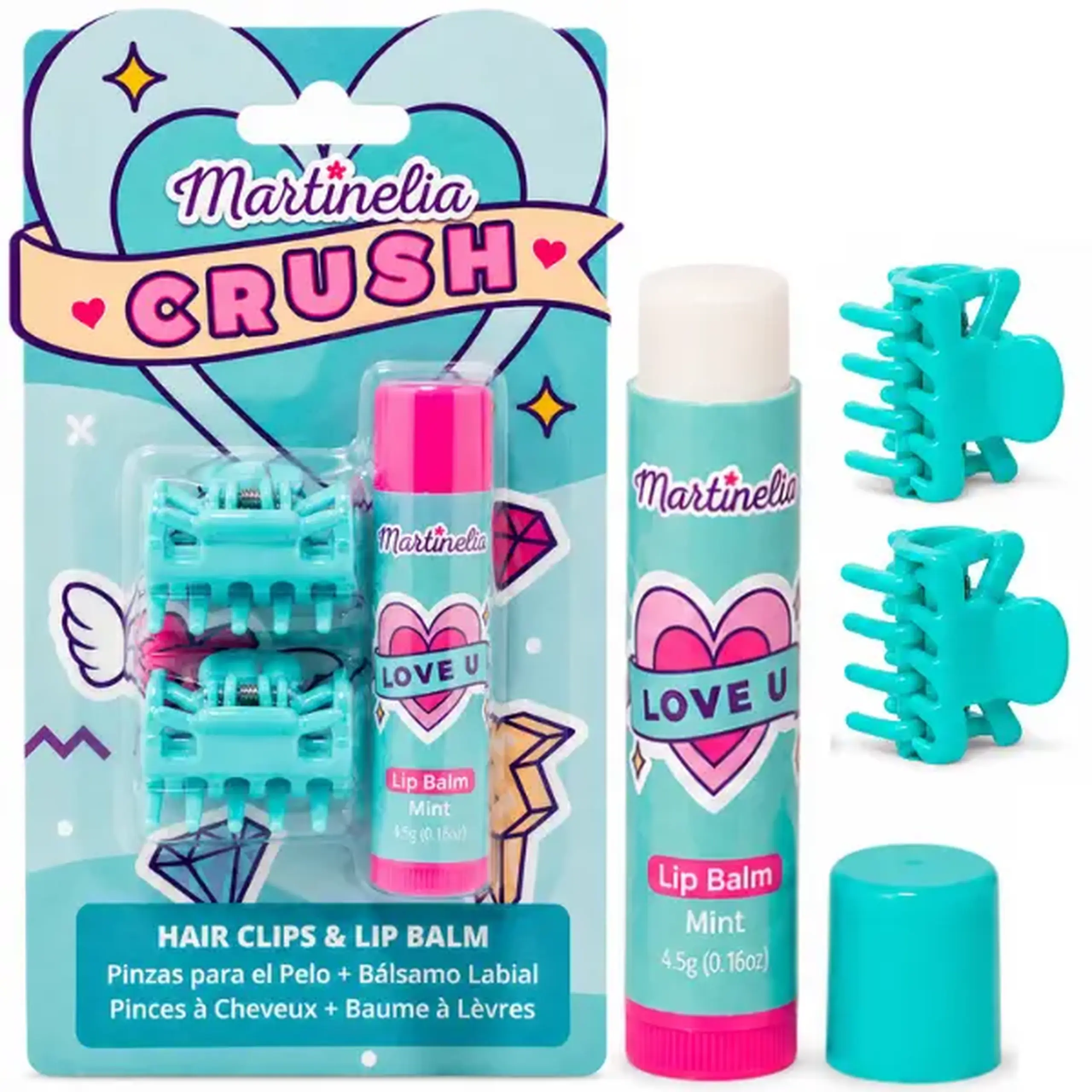 Martinelia set „Agrafe pentru păr și balsam de buze”, 3 modele