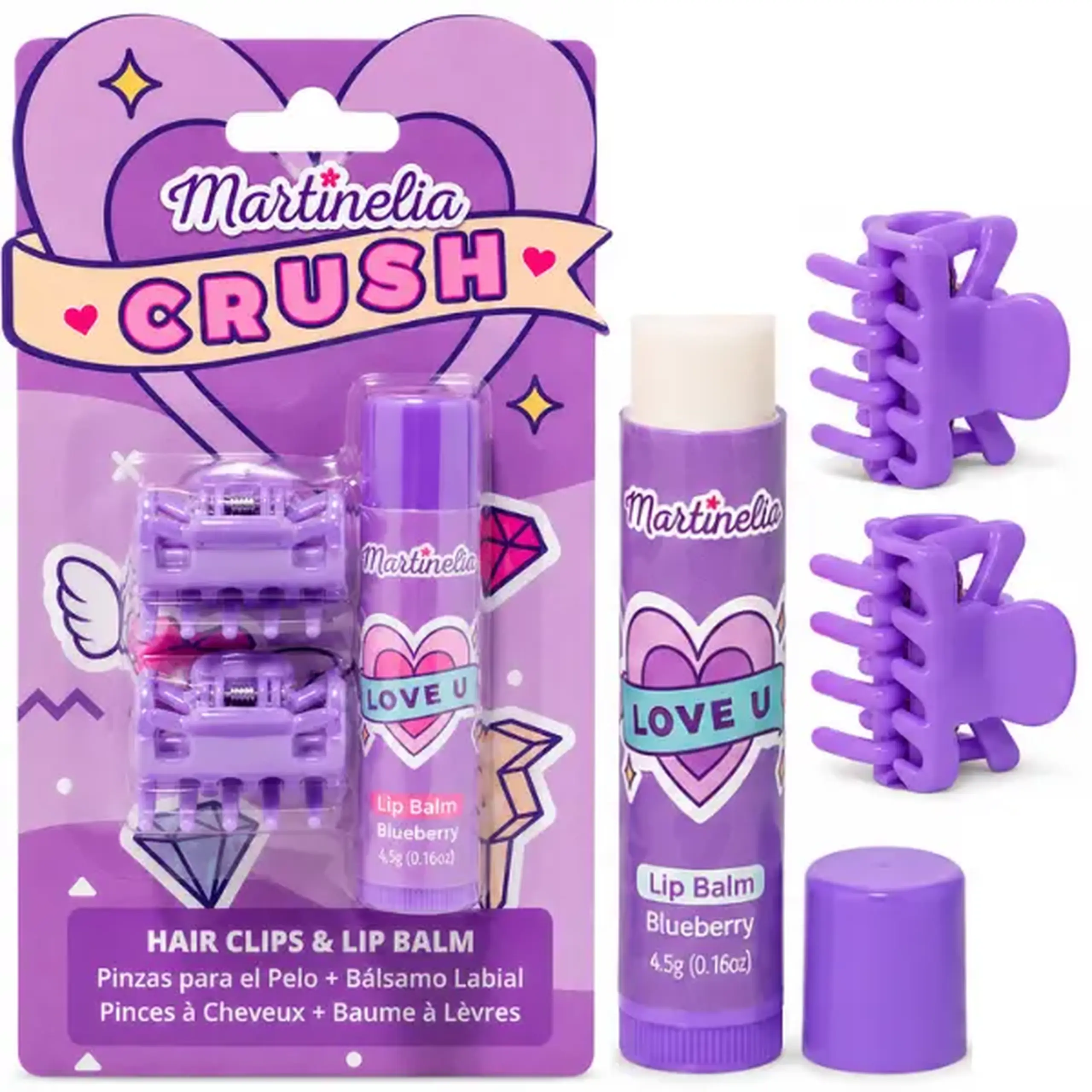 Martinelia set „Agrafe pentru păr și balsam de buze”, 3 modele