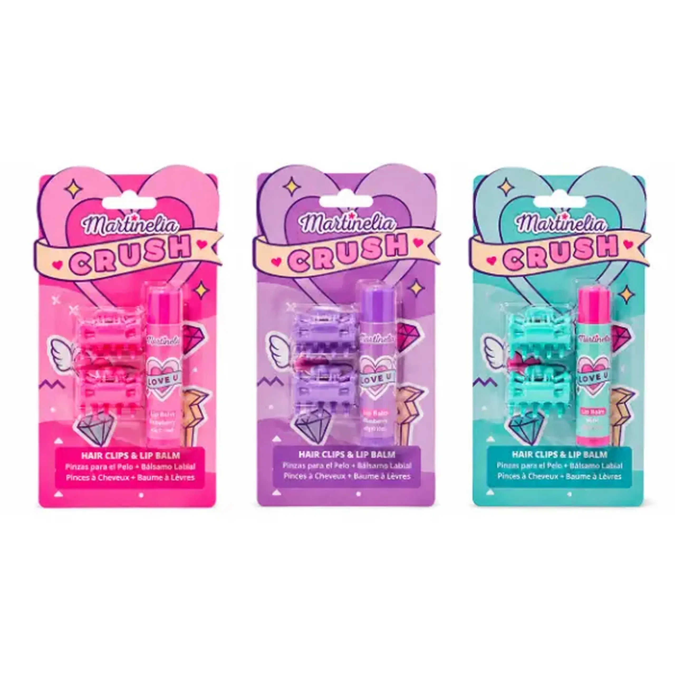 Martinelia set „Agrafe pentru păr și balsam de buze”, 3 modele