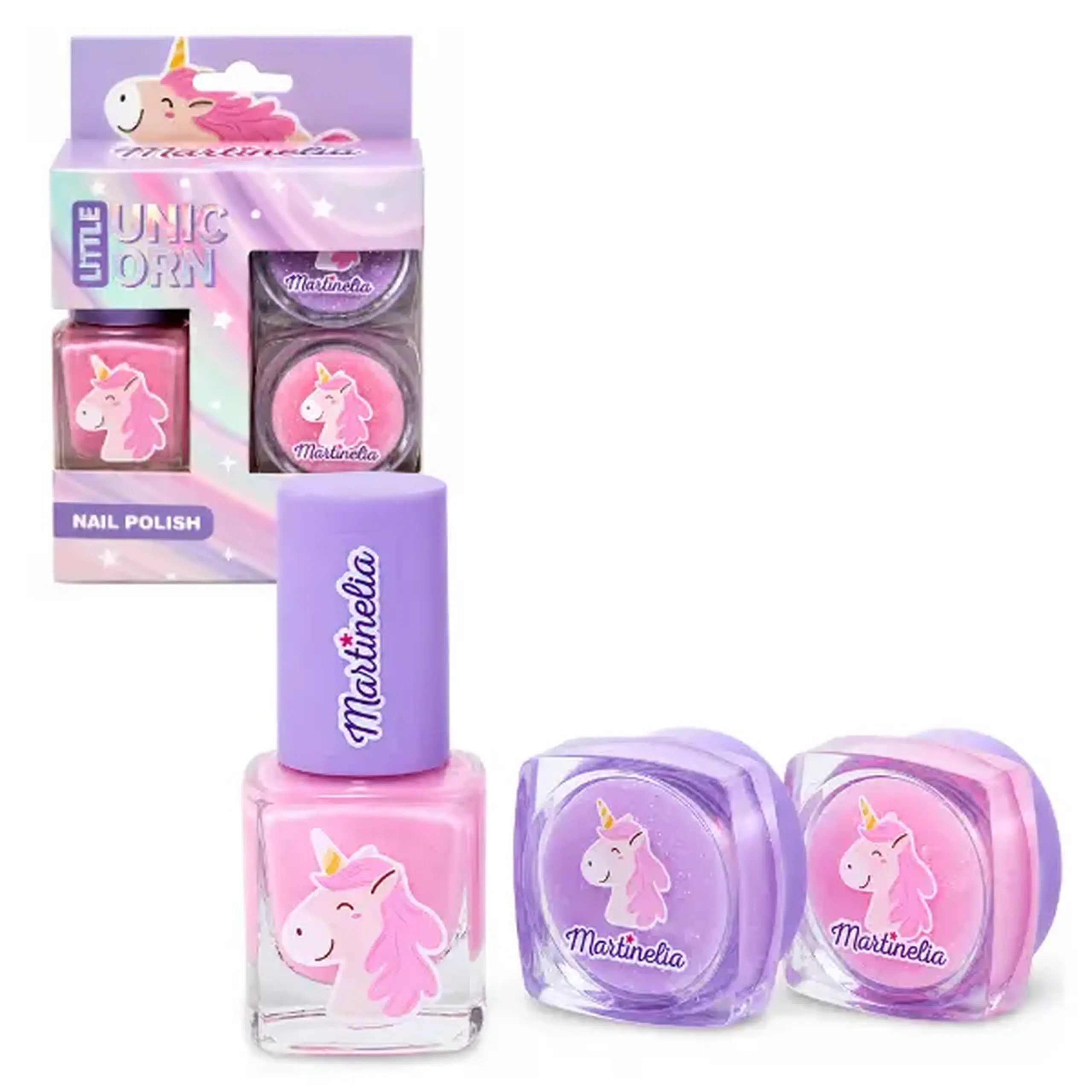Martinelia Mini set de cosmetice „Ojă și luciu: Micul Unicorn”, 3 arome