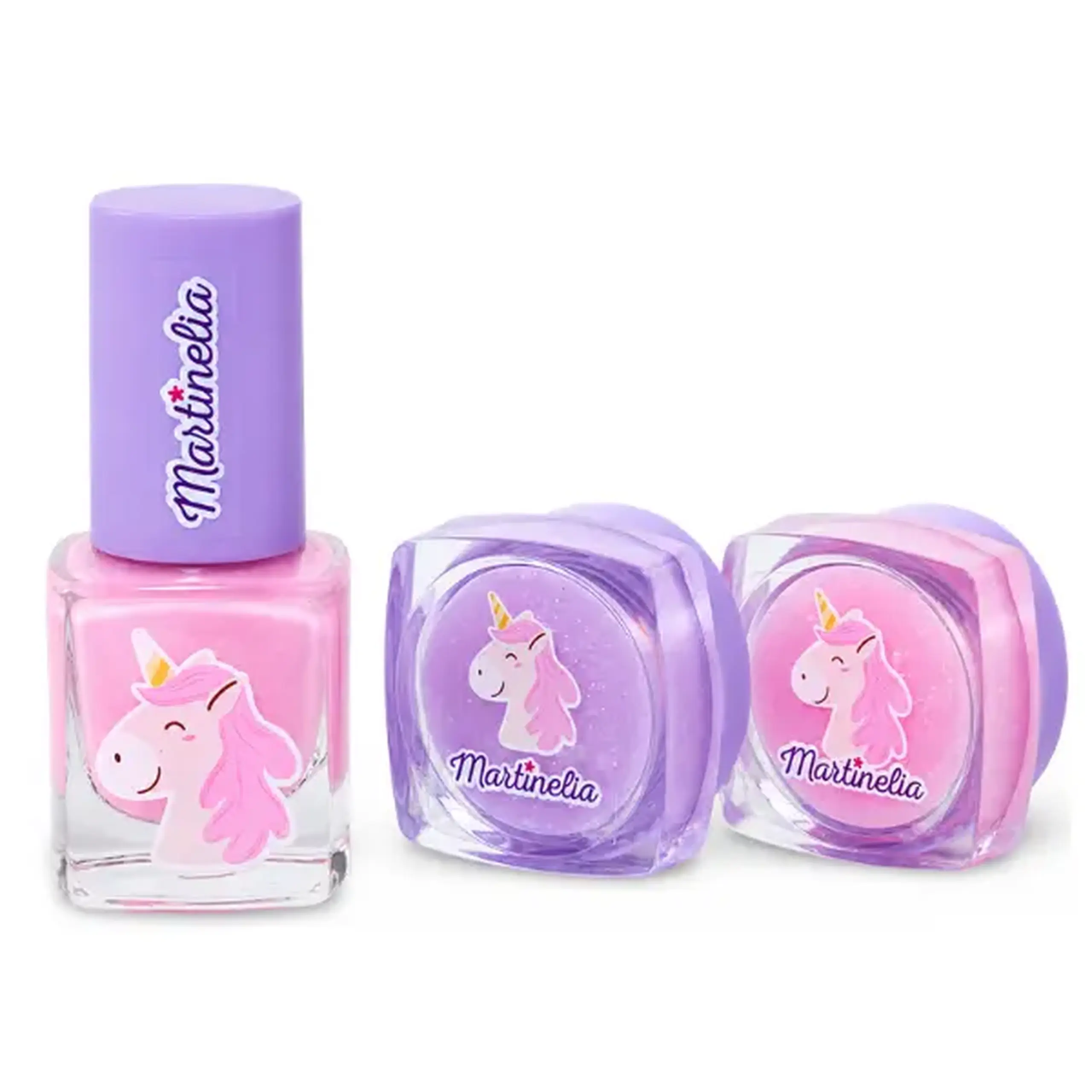 Martinelia Mini set de cosmetice „Ojă și luciu: Micul Unicorn”, 3 arome