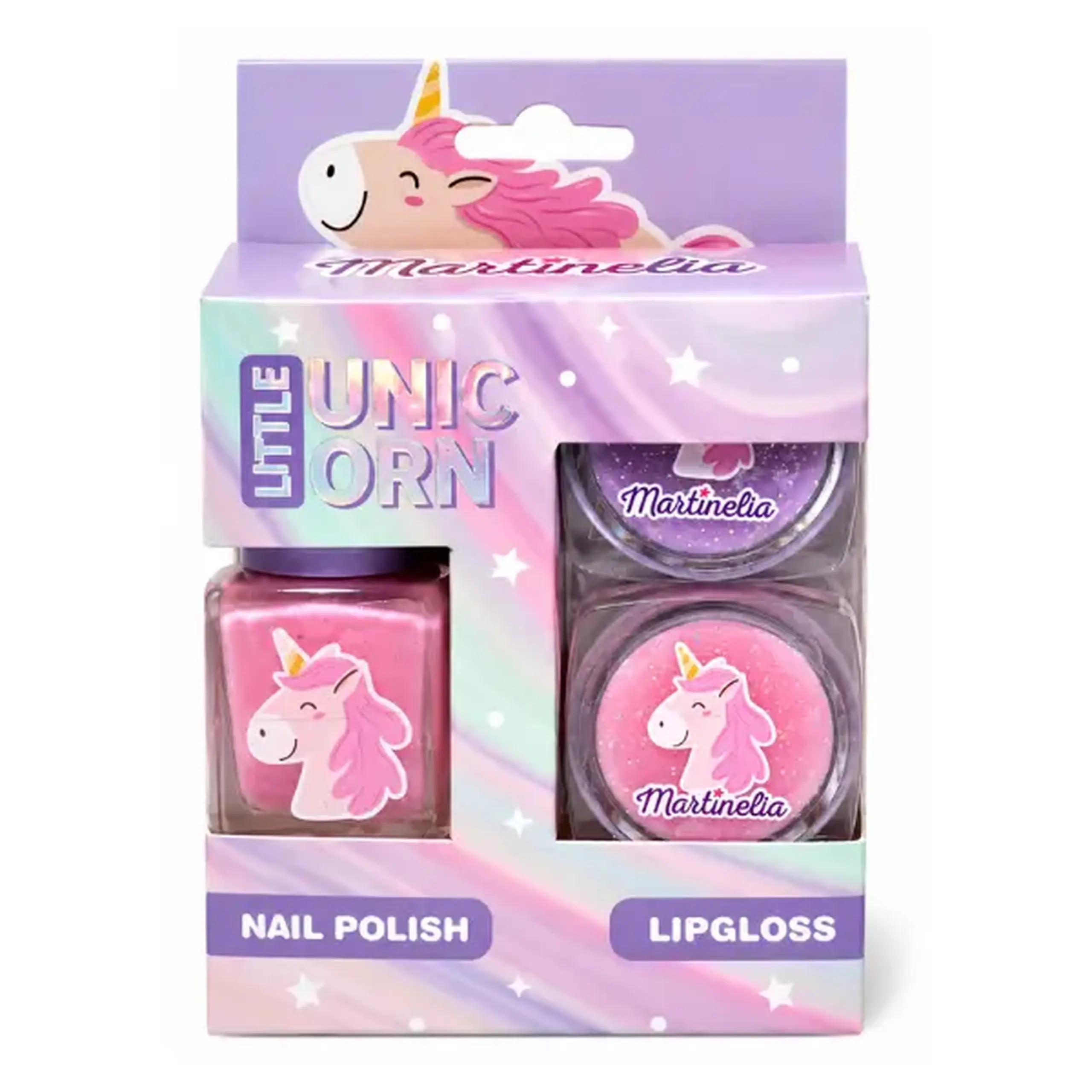 Martinelia Mini set de cosmetice „Ojă și luciu: Micul Unicorn”, 3 arome