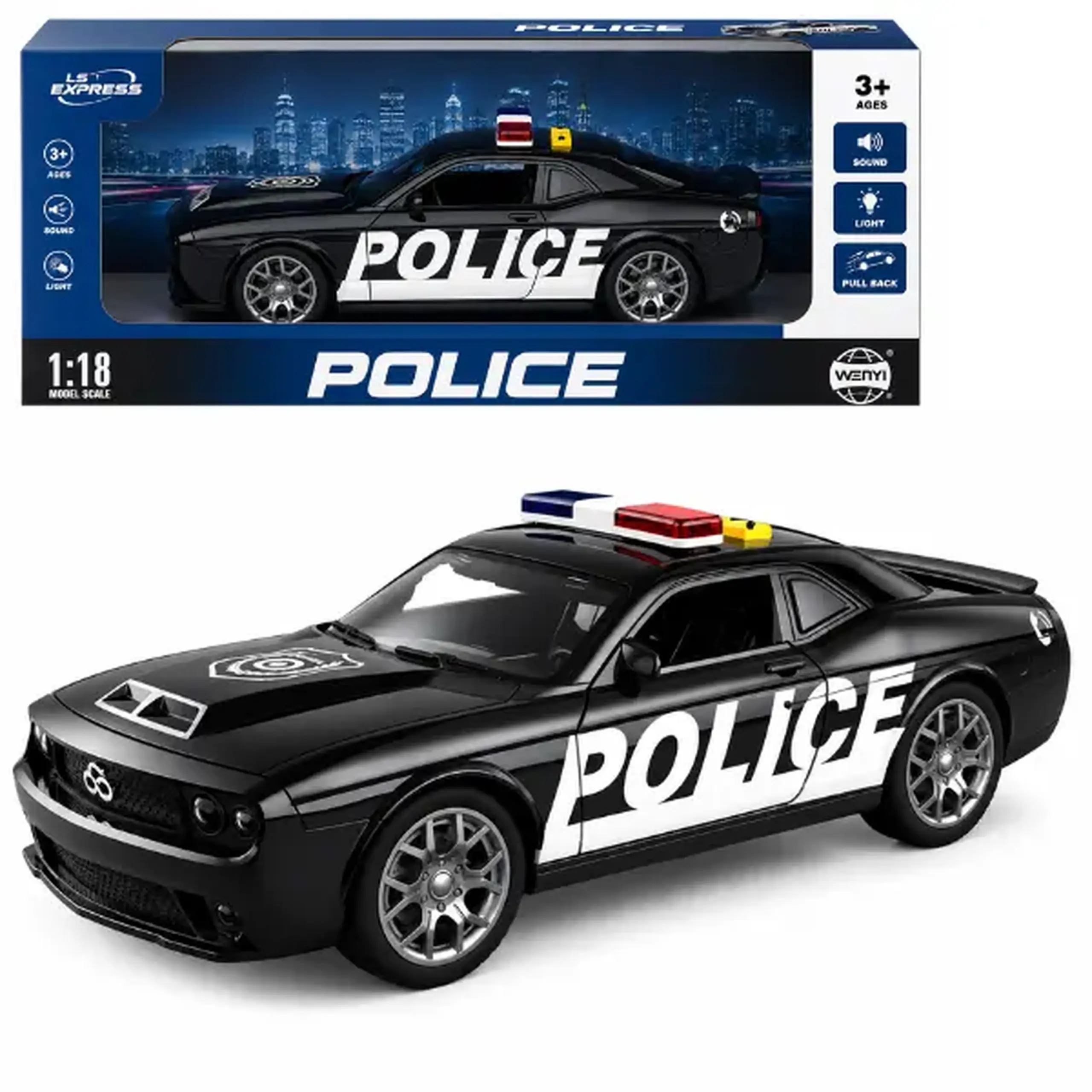 Mașină de poliție 1:18 (lumină / sunet)