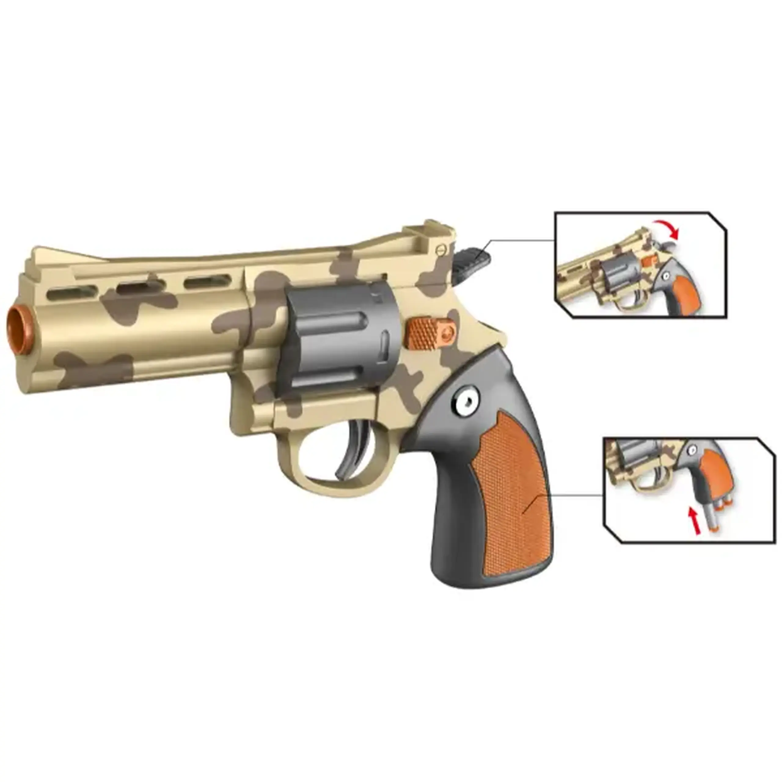 Revolver mecanic cu gloanțe moi, galben