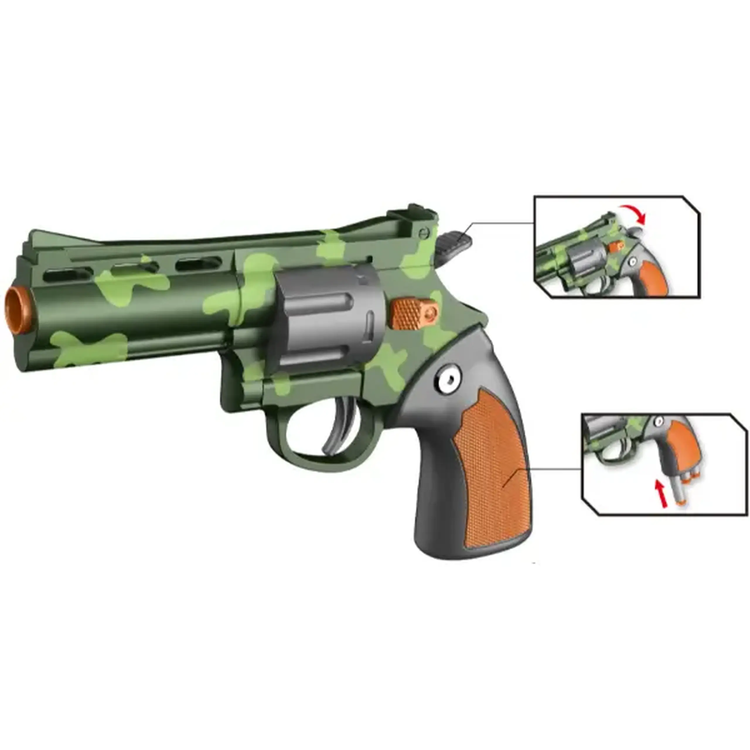 Revolver mecanic cu gloanțe moi, verde