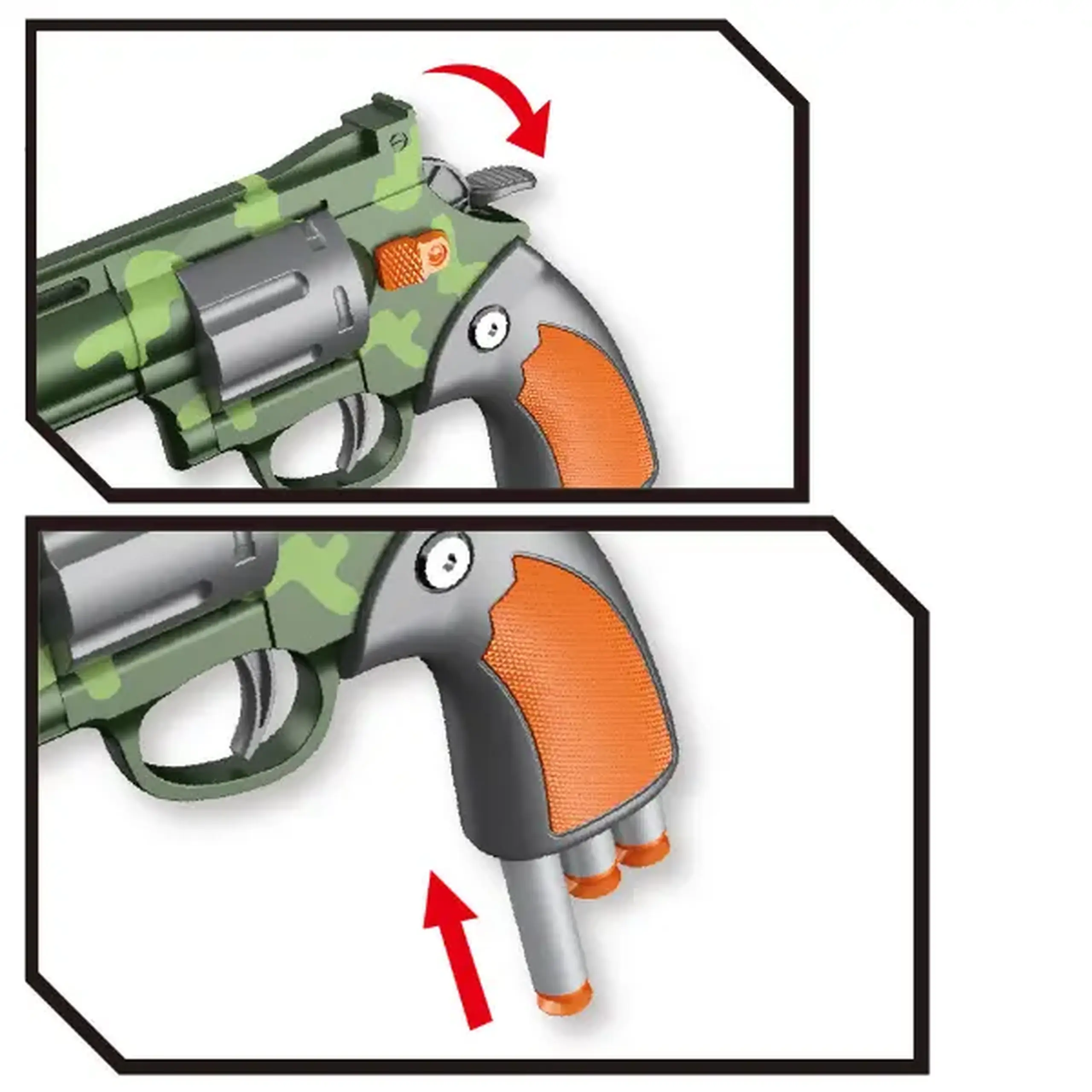 Revolver mecanic cu gloanțe moi, verde