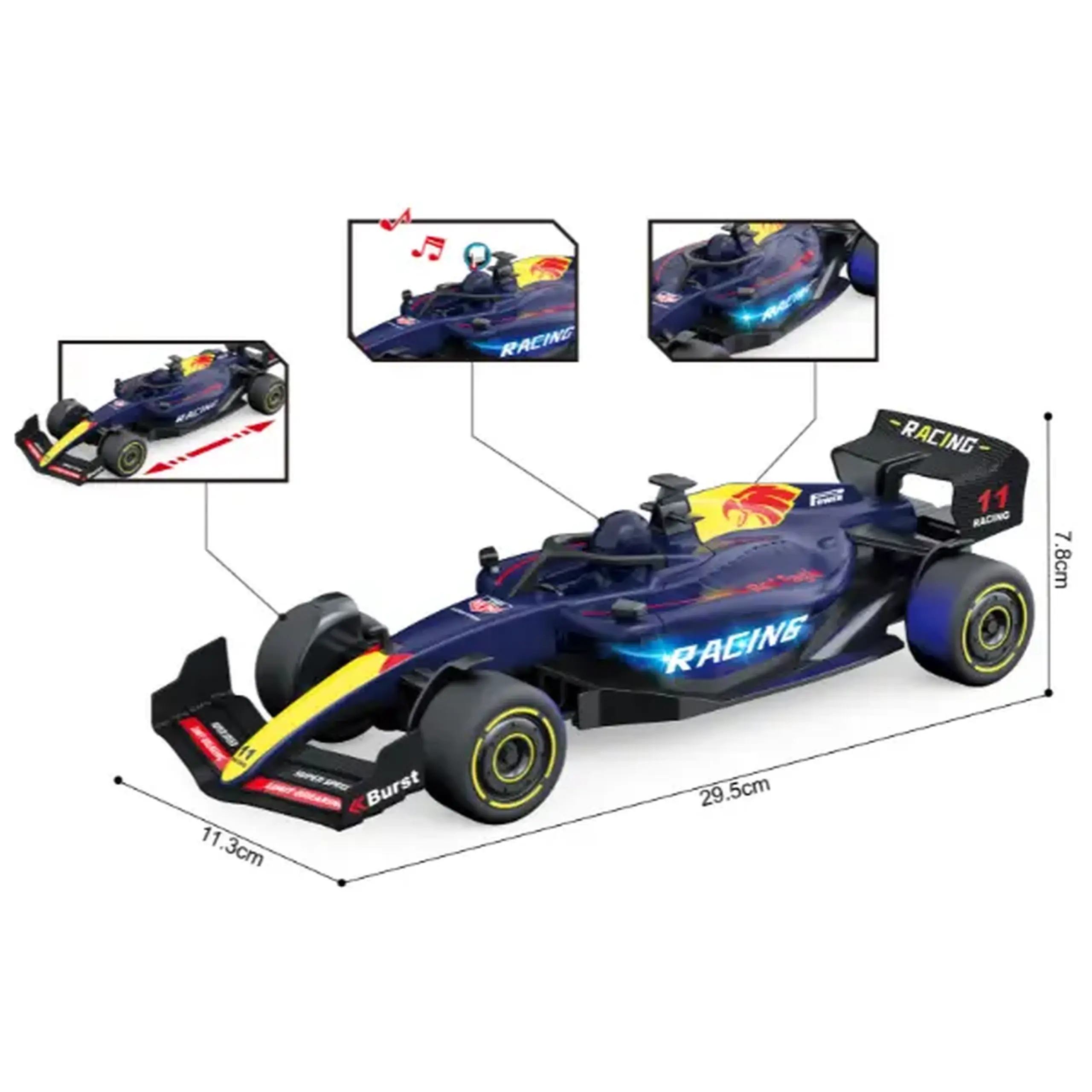 1:18 Mașină de curse F1 cu inerție, (lumină/sunet)