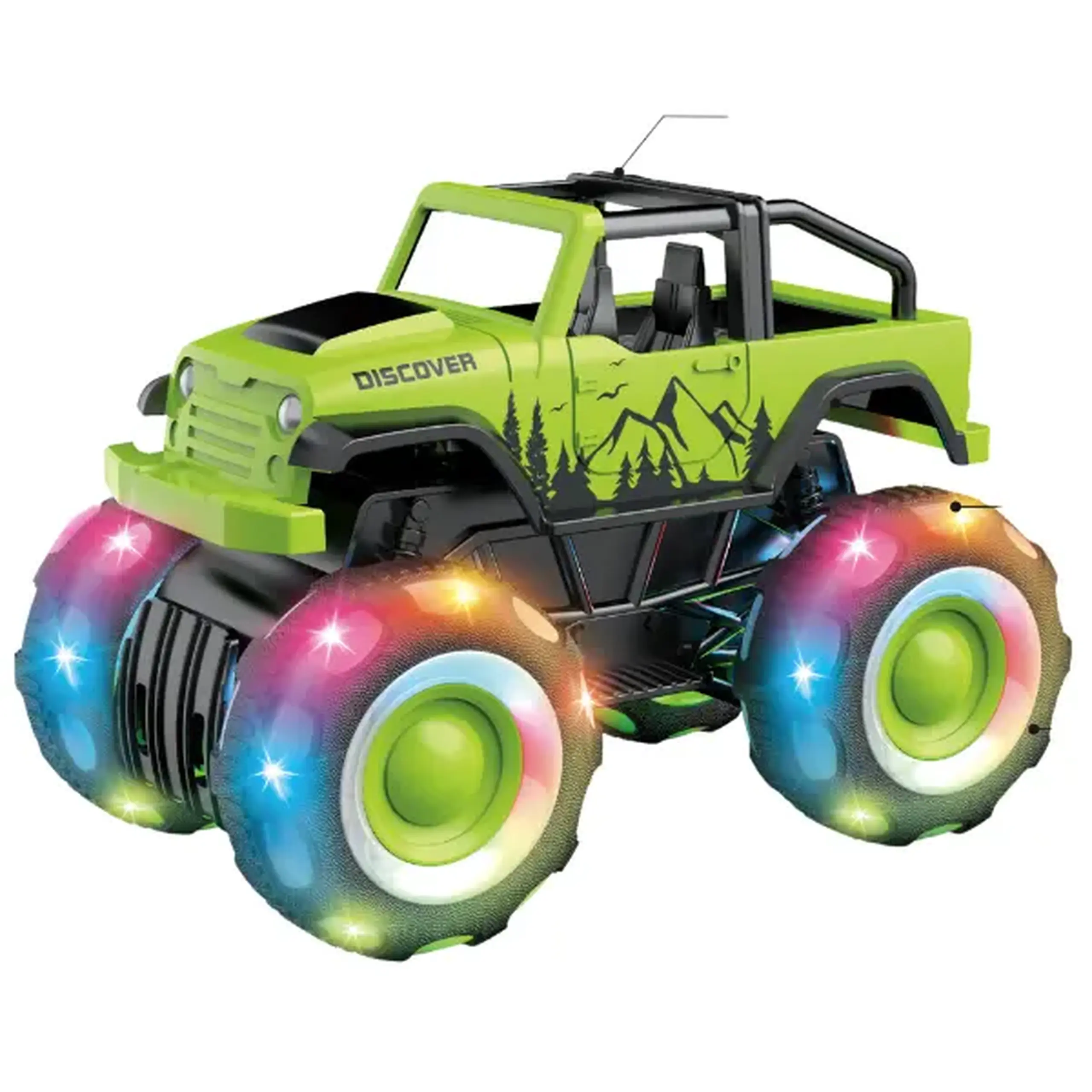 1:32 Monster Truck cu inerție (lumină/sunet), verde