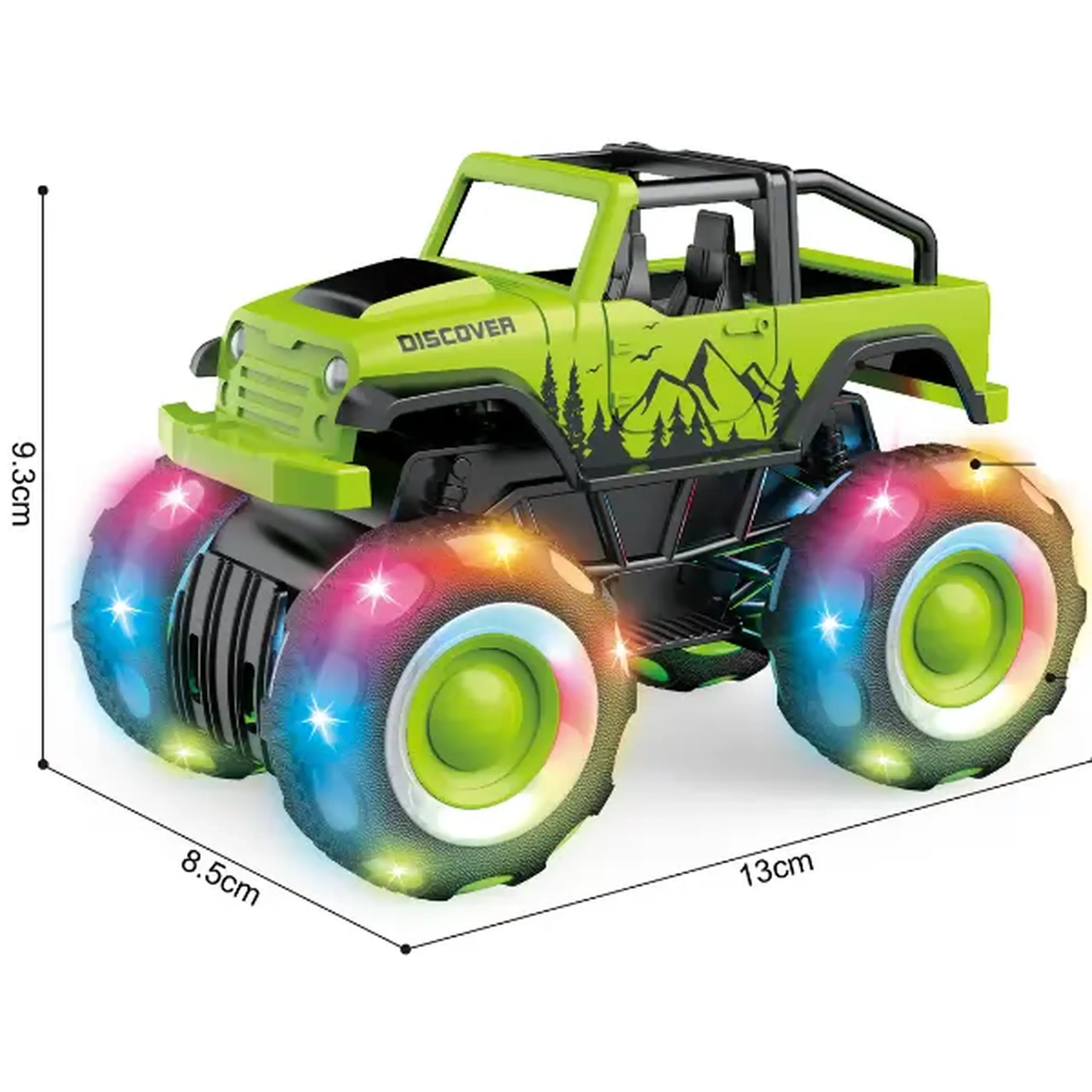 1:32 Monster Truck cu inerție (lumină/sunet), verde