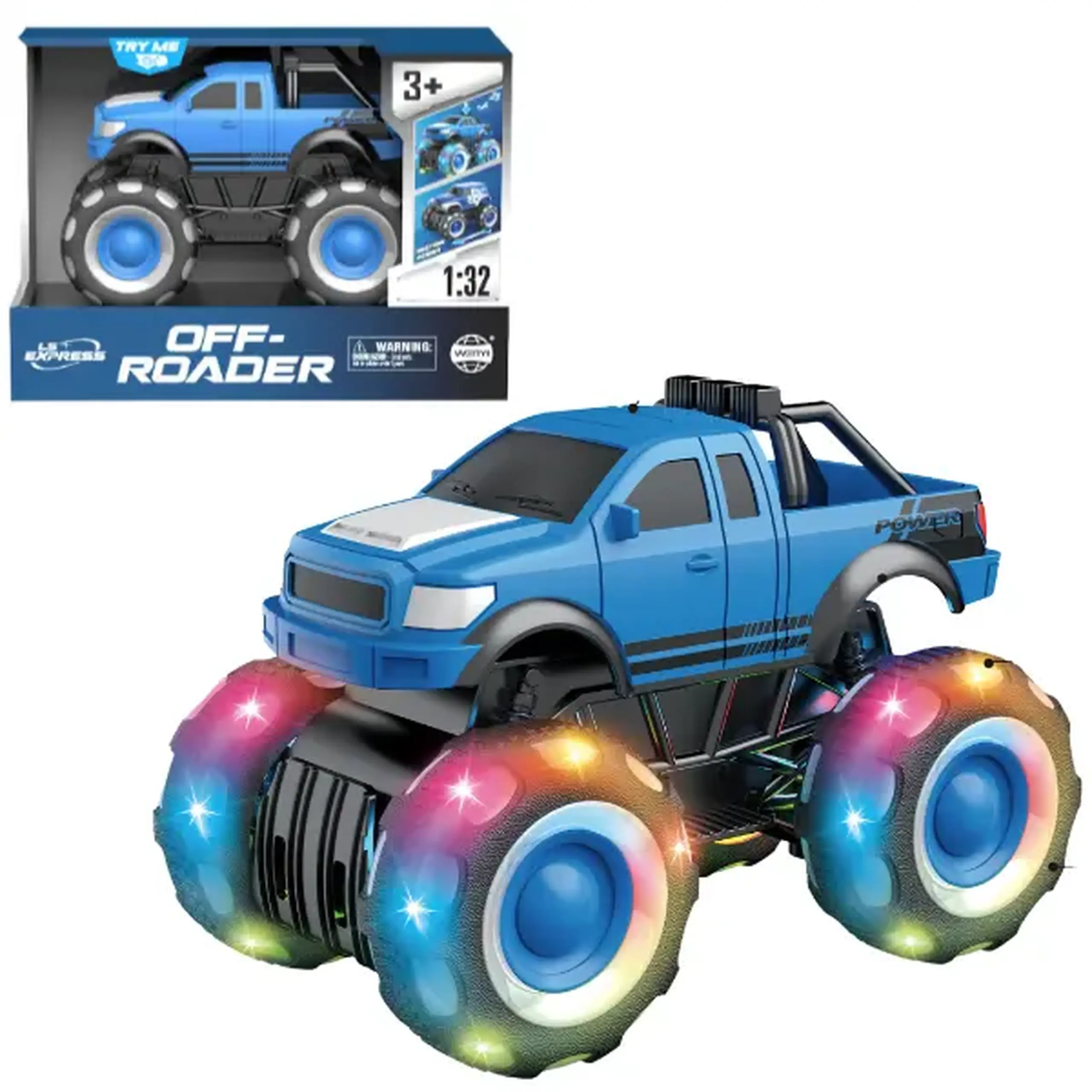 1:32 Monster Truck cu inerție (lumină/sunet), albastru