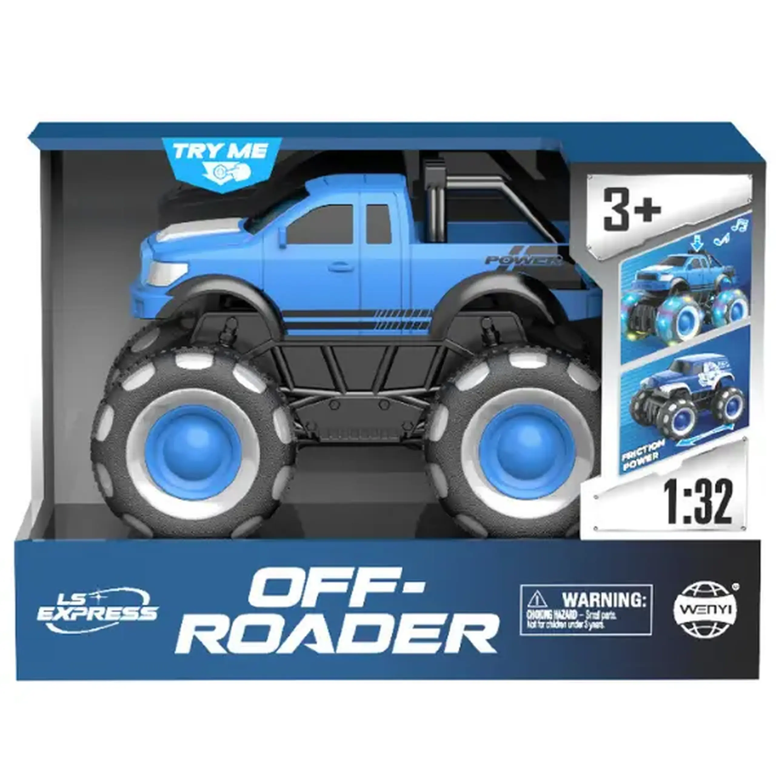 1:32 Monster Truck cu inerție (lumină/sunet), albastru