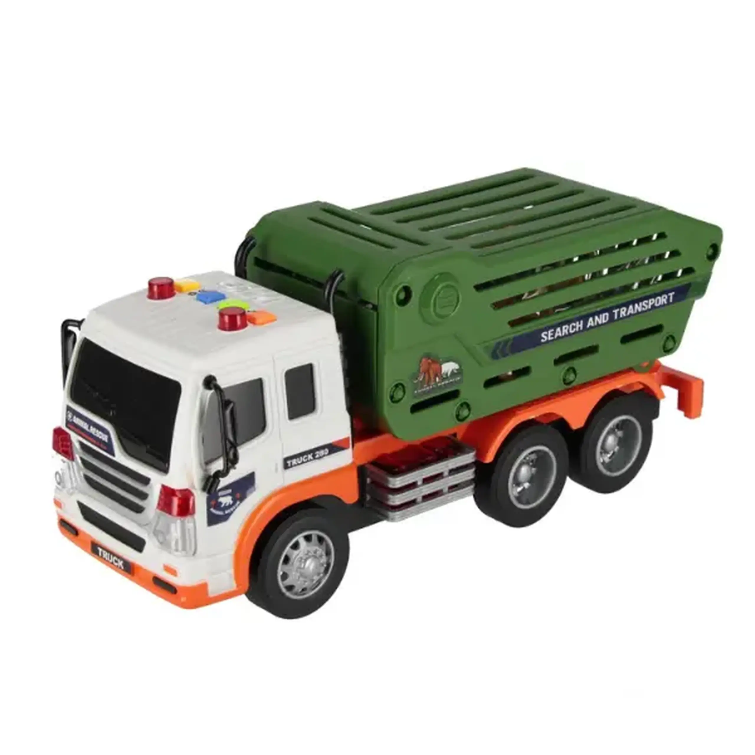1:16 Camion de salvare pentru transportarea animalelor cu fricțiune (lumini /sunete)