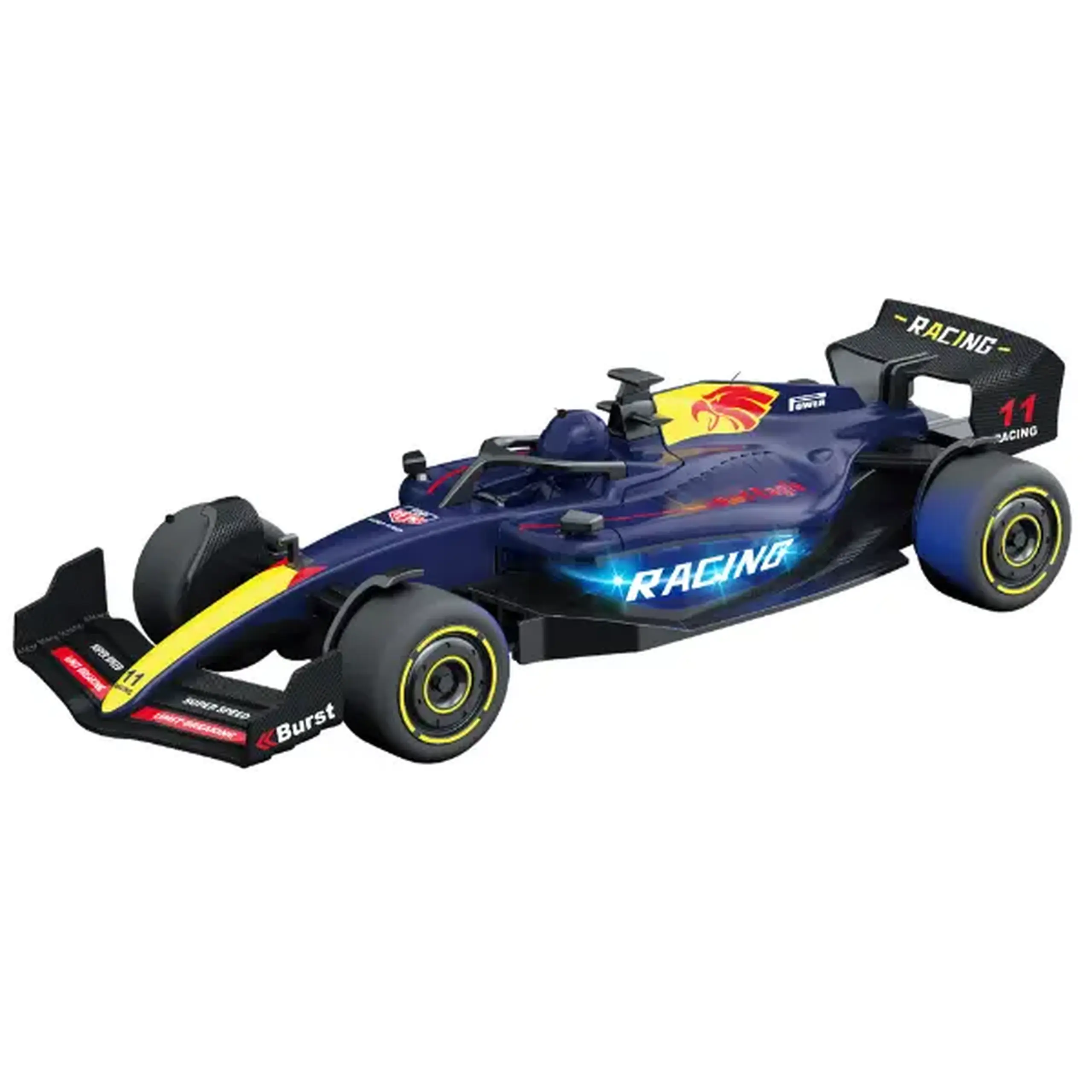 1:24 Mașină de curse F1 cu mecanism pull-back, (lumină/sunet), albastră