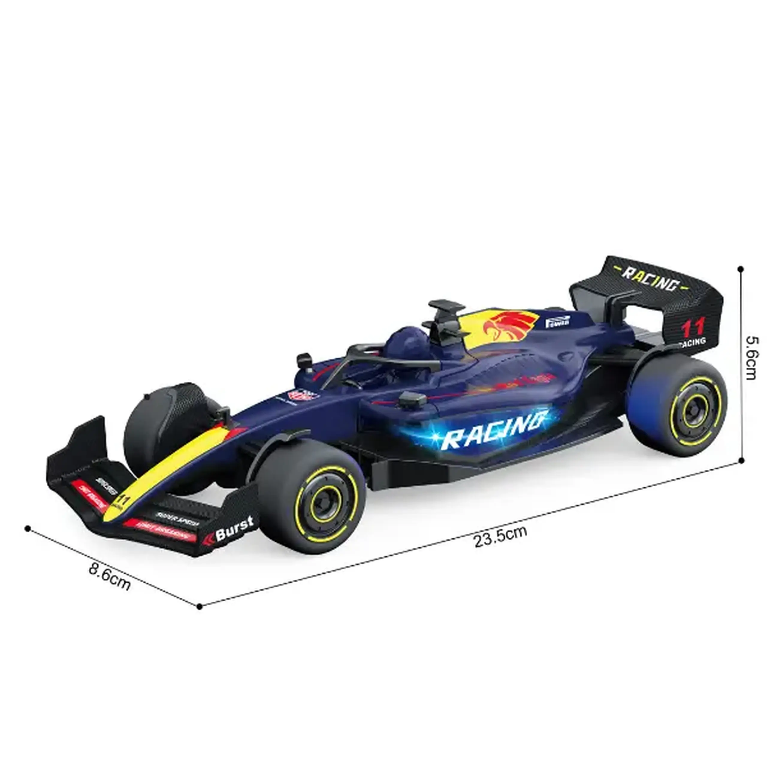 1:24 Mașină de curse F1 cu mecanism pull-back, (lumină/sunet), albastră