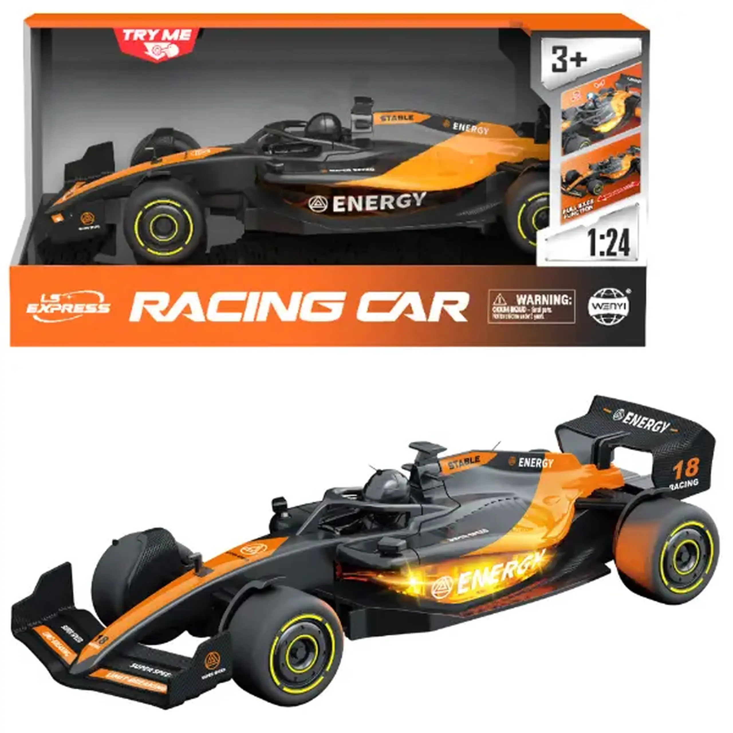 1:24 Mașină de curse F1 cu mecanism pull-back, (lumină/sunet)