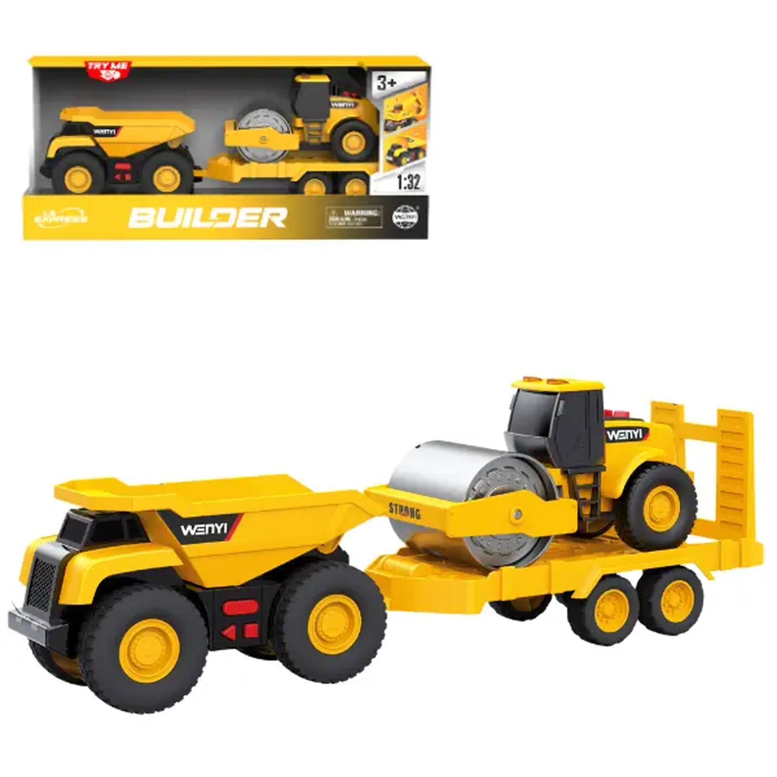 1:32 Basculantă cu Cilindru compactor cu fricțiune (lumini /sunete)