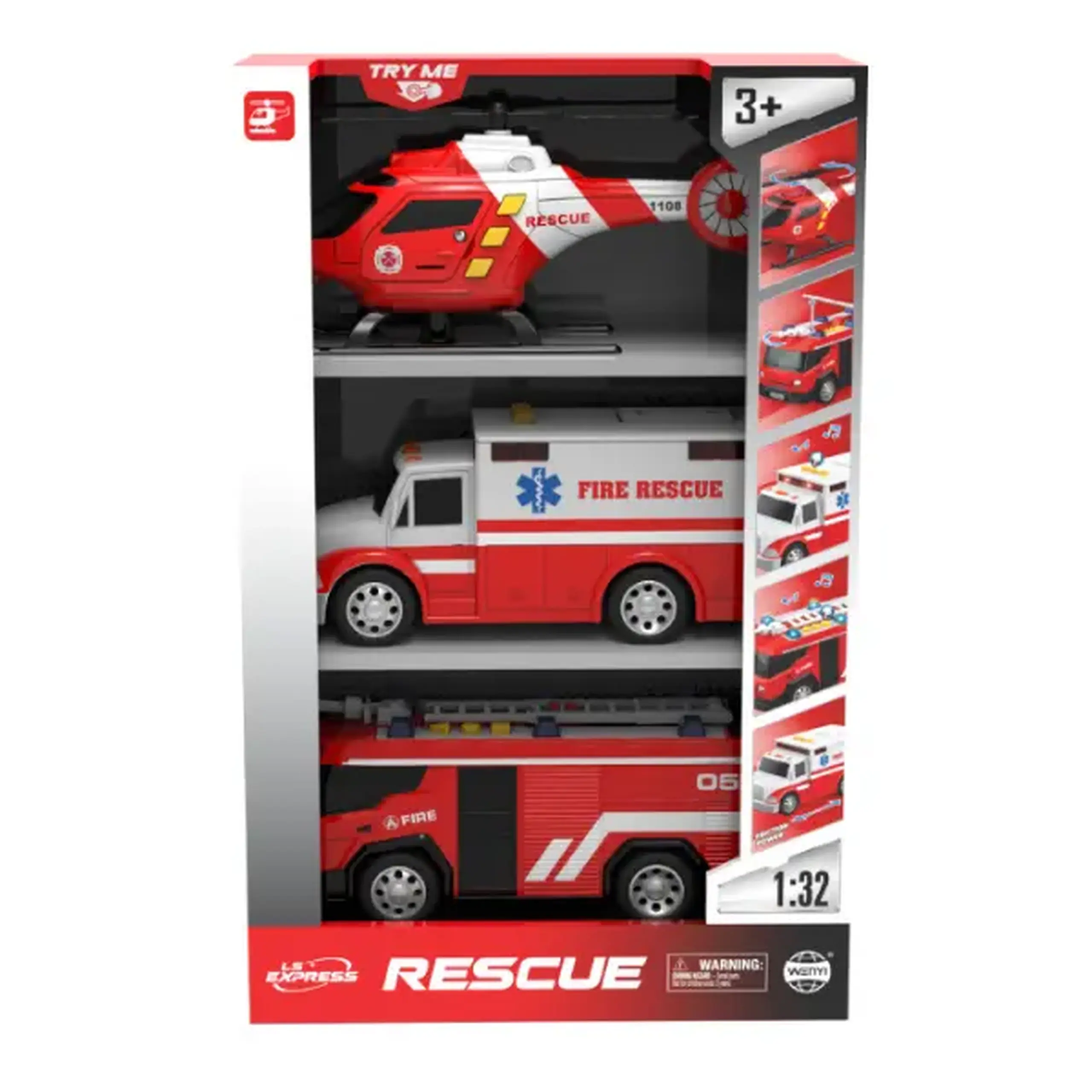 1:32 Set vehicule de salvare cu fricțiune (lumini / sunete)