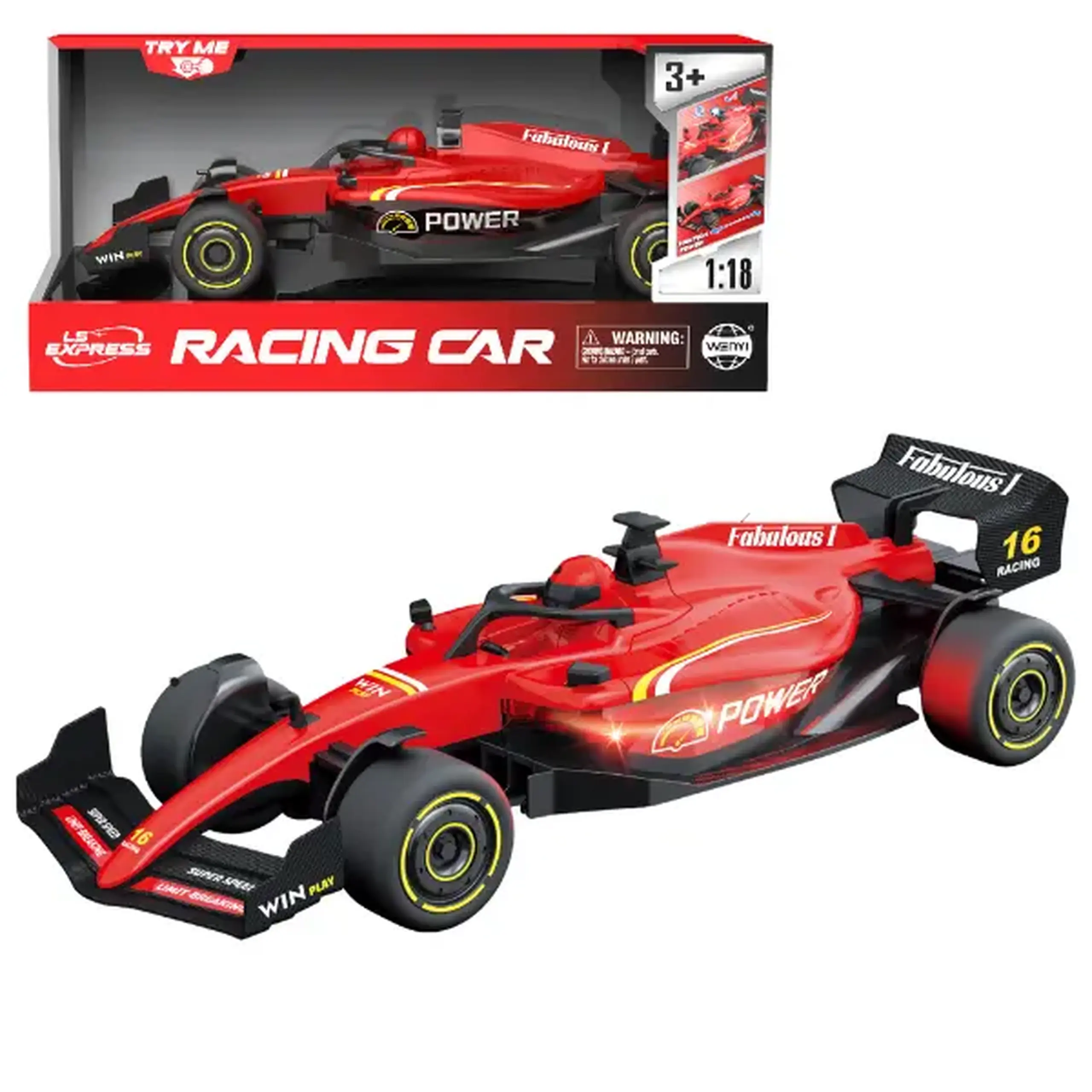 1:18 Mașină de curse F1 cu inerție, (lumină/sunet)